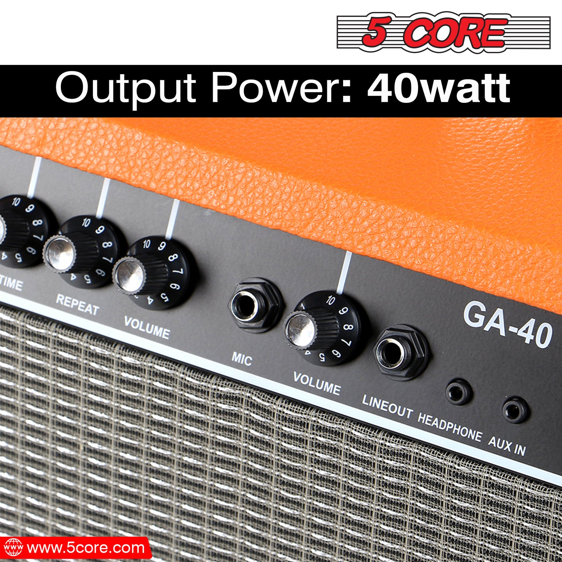 5 Core 40W Guitar Amplifier Orange - Clean and Distortion Channel - Electric Amp with Equalization and AUX Line Input - for Recording Studio, Practice Room, Small Courtyard- GA 40 ORG-14