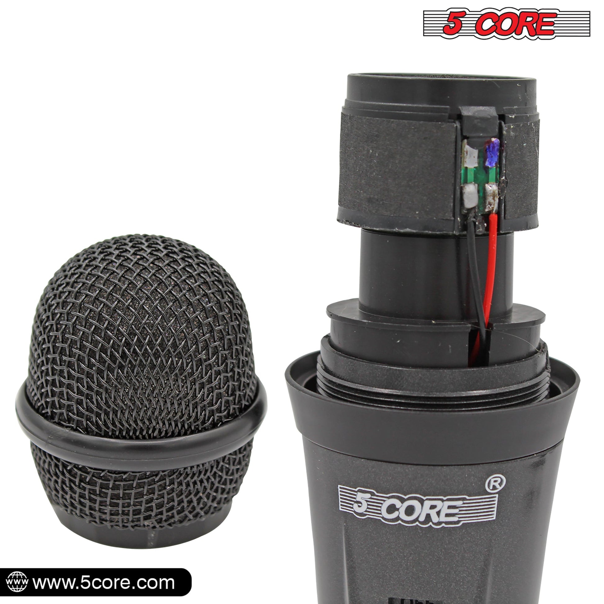 5 Core Microphone 2 Pieces Professional Black Dynamic Karaoke XLR Wired Mic w ON/OFF Switch Integrated Pop Filter Cardioid Unidirectional Pickup Handheld Micrófono for Singing DJ Podcast Speeches Includes Cable Mic Holder - PM 816 2PCS-4