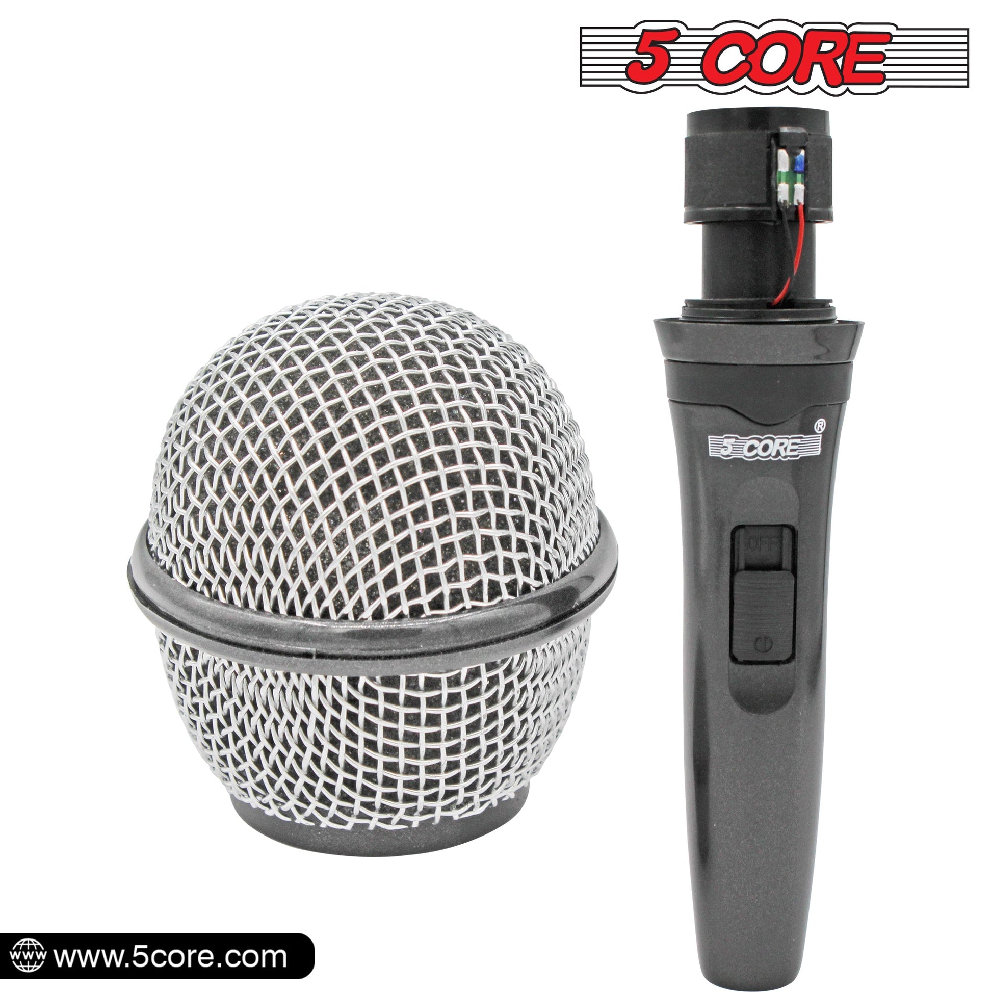 5 Core Microphone 3 Pieces Dynamic Professional Black Karaoke XLR Wired Mic w ON/OFF Switch Integrated Pop Filter Cardioid Unidirectional Pickup Handheld Micrófono for Singing DJ Podcast Speeches Includes Cable Mic Holder - PM 600 3PCS-5