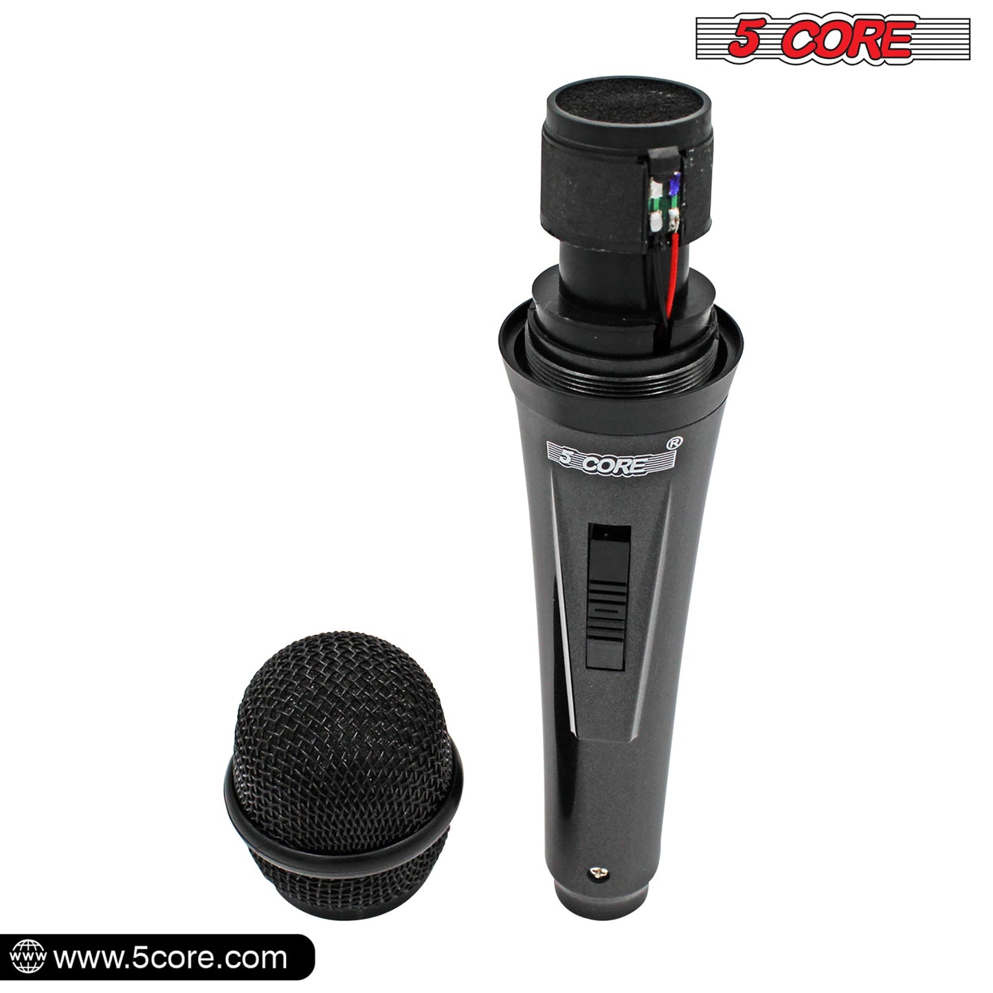 5 Core Microphone 1 Piece Professional Black Dynamic Karaoke XLR Wired Mic w ON/OFF Switch Integrated Pop Filter Cardioid Unidirectional Pickup Handheld Micrófono for Singing DJ Podcast Speeches Includes Cable Mic Holder - PM 816-3