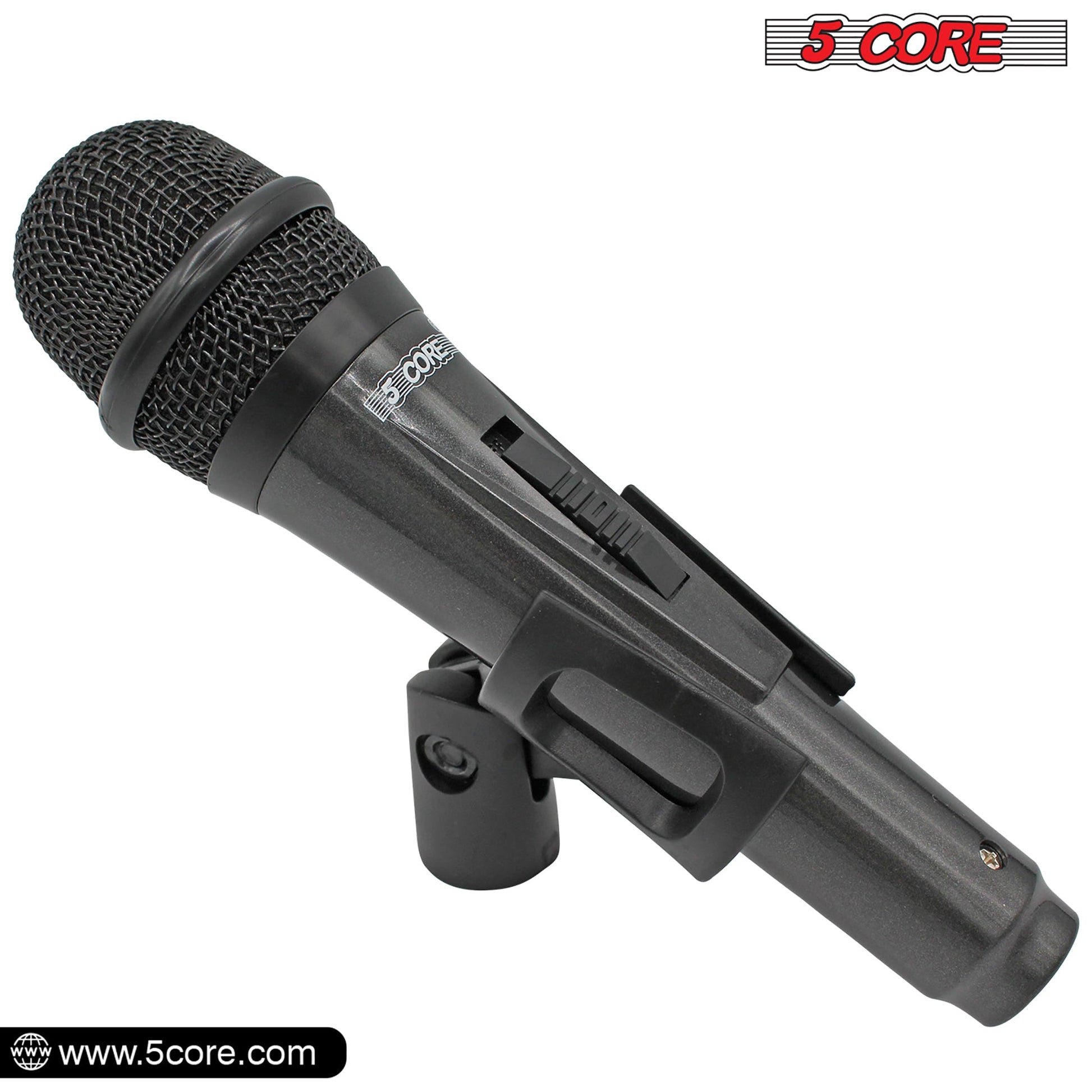 5 Core Microphone 4 Pieces Professional Black Dynamic Karaoke XLR Wired Mic w ON/OFF Switch Integrated Pop Filter Cardioid Unidirectional Pickup Handheld Micrófono for Singing DJ Podcast Speeches Includes Cable Mic Holder - PM 816 4PCS-1