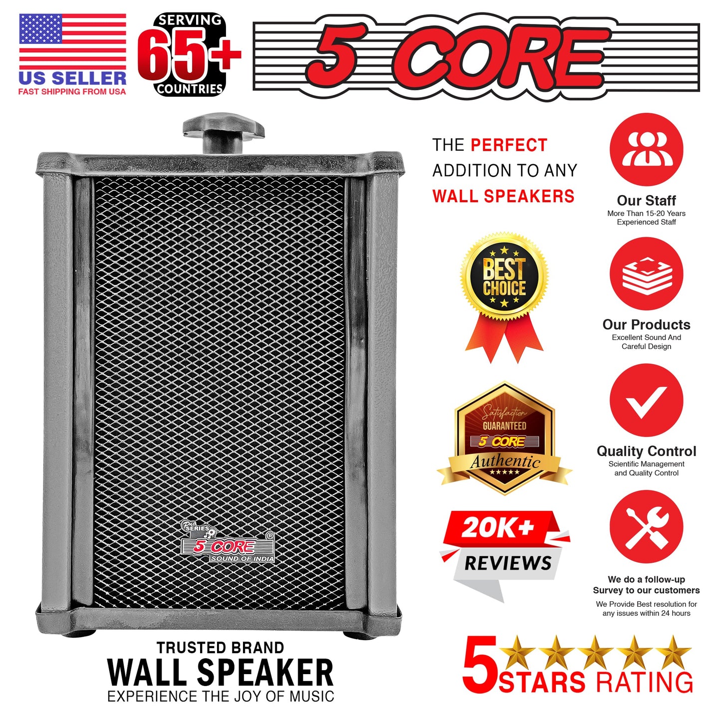 5 CORE 6x4 Inch In Wall Speaker Pair High Performance 10 Watt Outdoor Indoor Speaker with Effortless Mounting Swivel | All Weather Resistance | Stereo Sound for Home Theatre, Patio, Garden Grey 10T G 2PCS-15