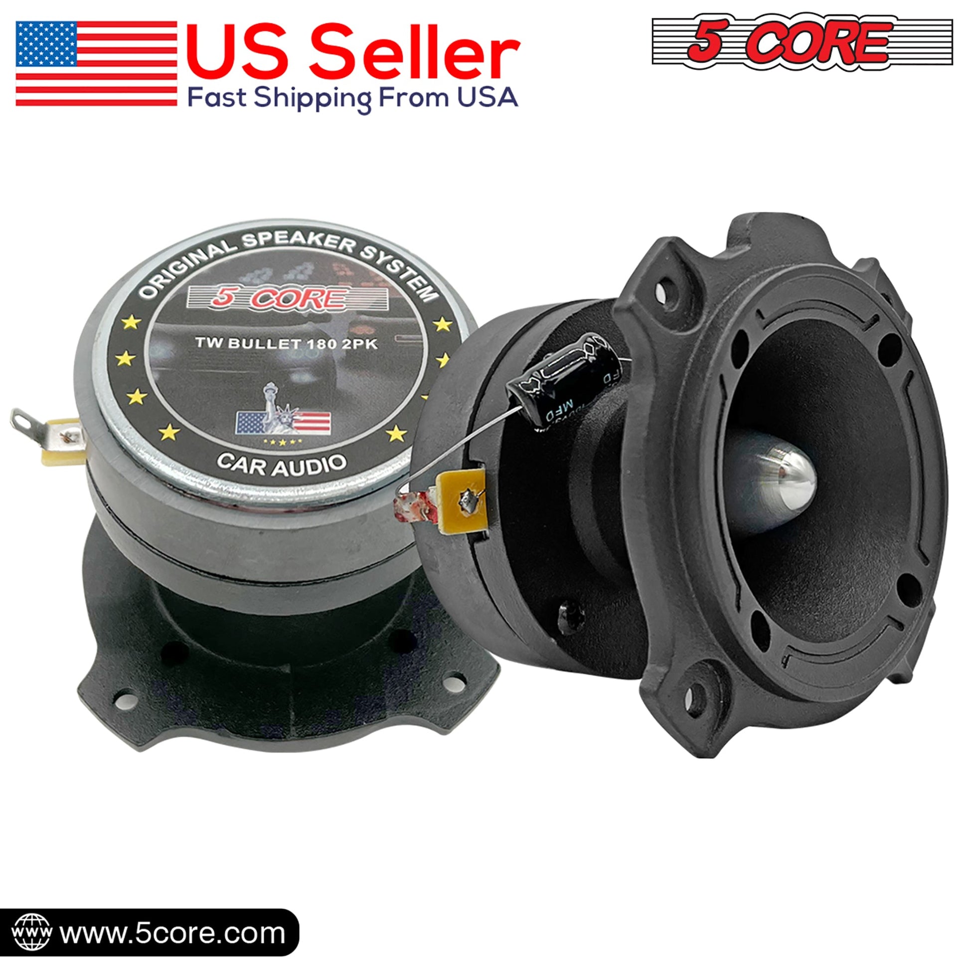 4x 6.5" Midrange Speaker Car Audio Speaker Red Bullet 4x Aluminum Tweeter 5200 W-7