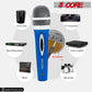 5 Core Microphone 3 Pcs Blue Karaoke XLR Wired Mic Professional Studio Microfonos w ON/OFF Switch Integrated Pop Filter Dynamic Moving Coil Cardioid Unidirectional Pickup Handheld Micrófono for Singing DJ Podcast Speeches Includes Cable - PM 286-10