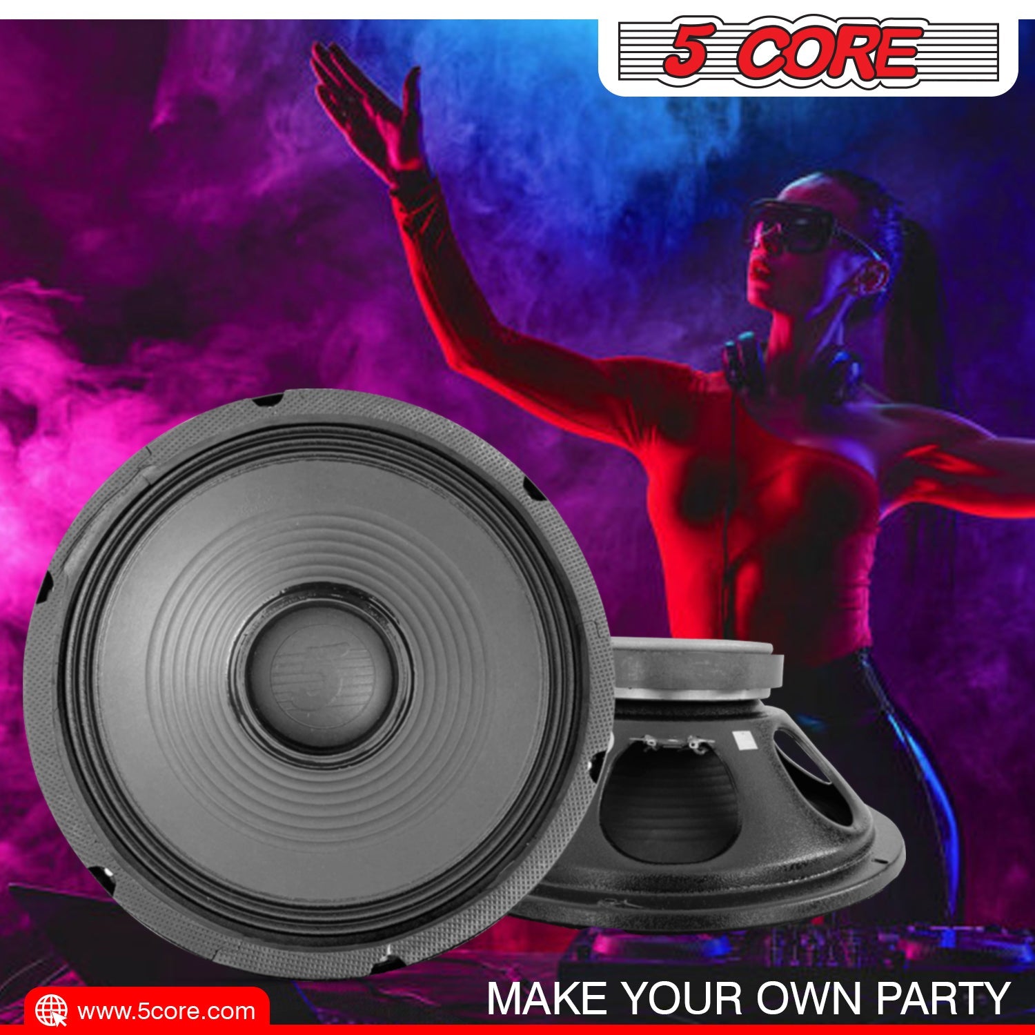5 Core 2Pieces 12" Full Range PA DJ subwoofer - 175W Premium Stereo Subwoofer DJ Speaker- 8 Ohm, 155MM Magnet, 1 Inch Voice Coil FR 12155 2PCS-12