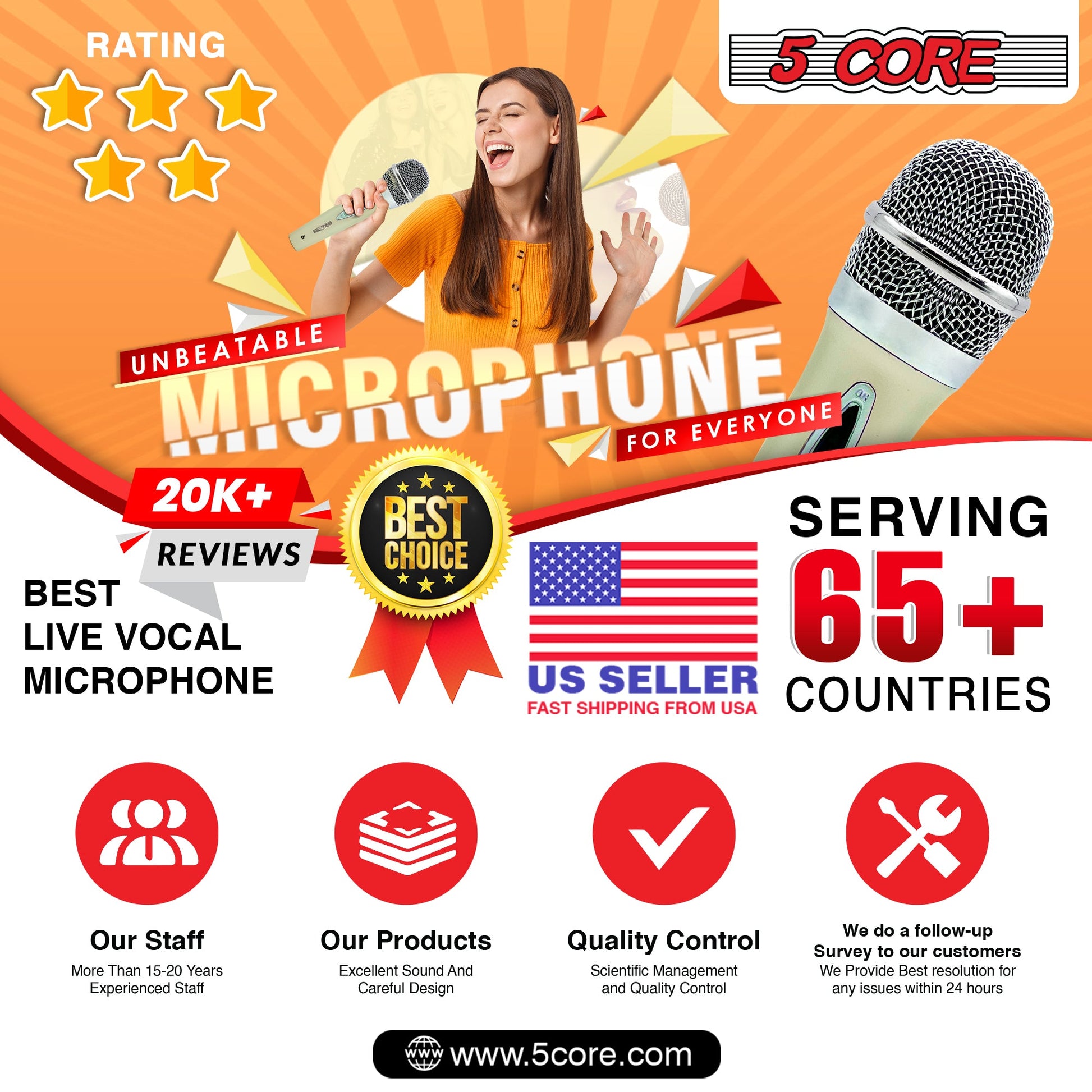 5 Core Microphone 2 Pcs White Karaoke XLR Wired Mic Professional Studio Microfonos w ON/OFF Switch Integrated Pop Filter Dynamic Moving Coil Cardioid Unidirectional Pickup Handheld Micrófono for Singing DJ Podcast Speeches Includes Cable - PM 28-16