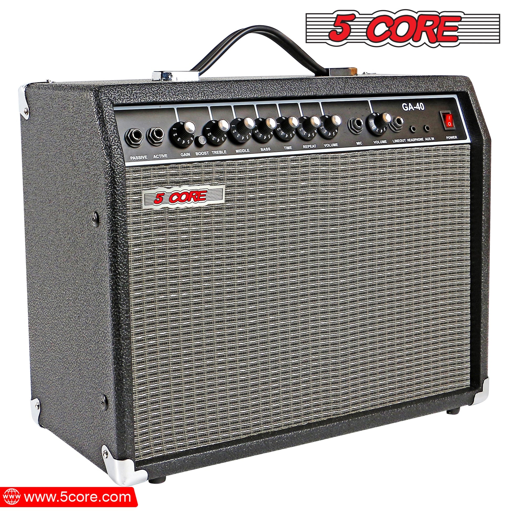 5 Core 40W Guitar Amplifier Black - Clean and Distortion Channel - Electric Amp with Equalization and AUX Line Input - for Recording Studio, Practice Room, Small Courtyard- GA 40 BLK-2