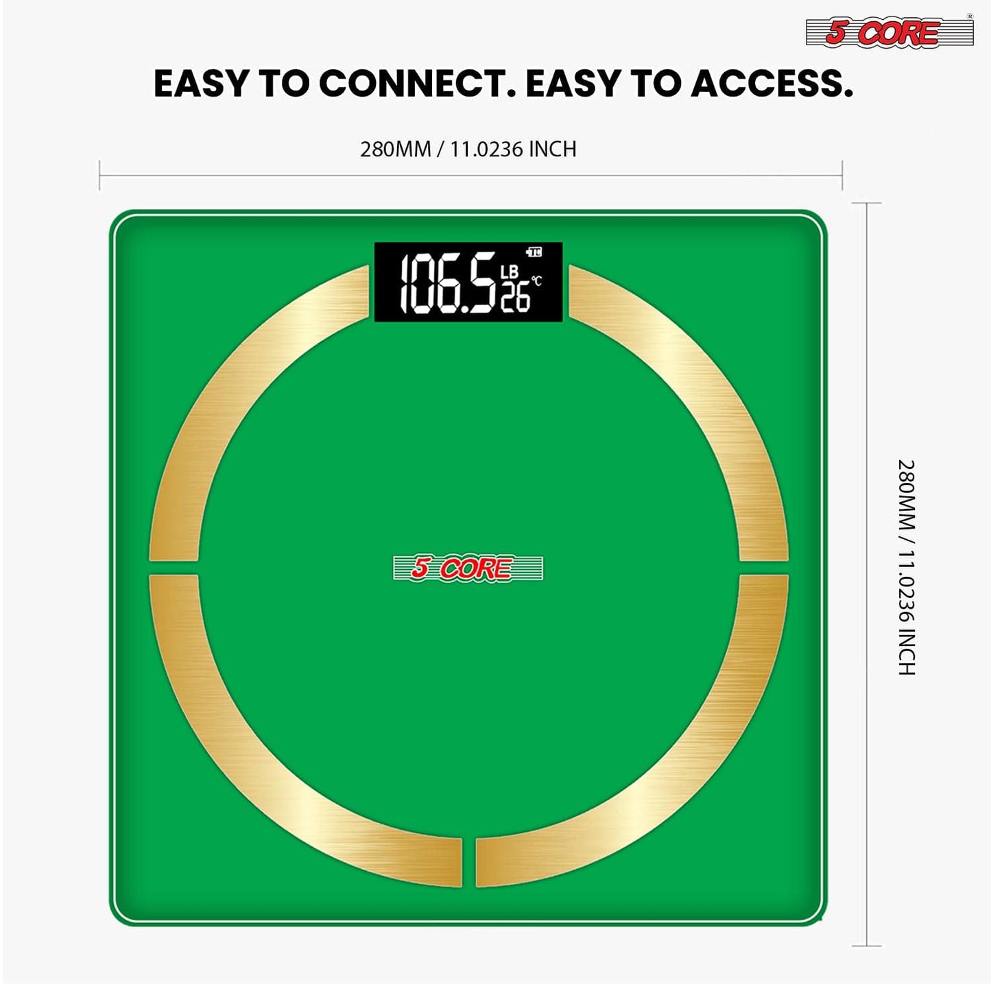 5Core Digital Bathroom Scale for Body Weight Fat Smart Bluetooth Rechargeable BBS 4 R SG
