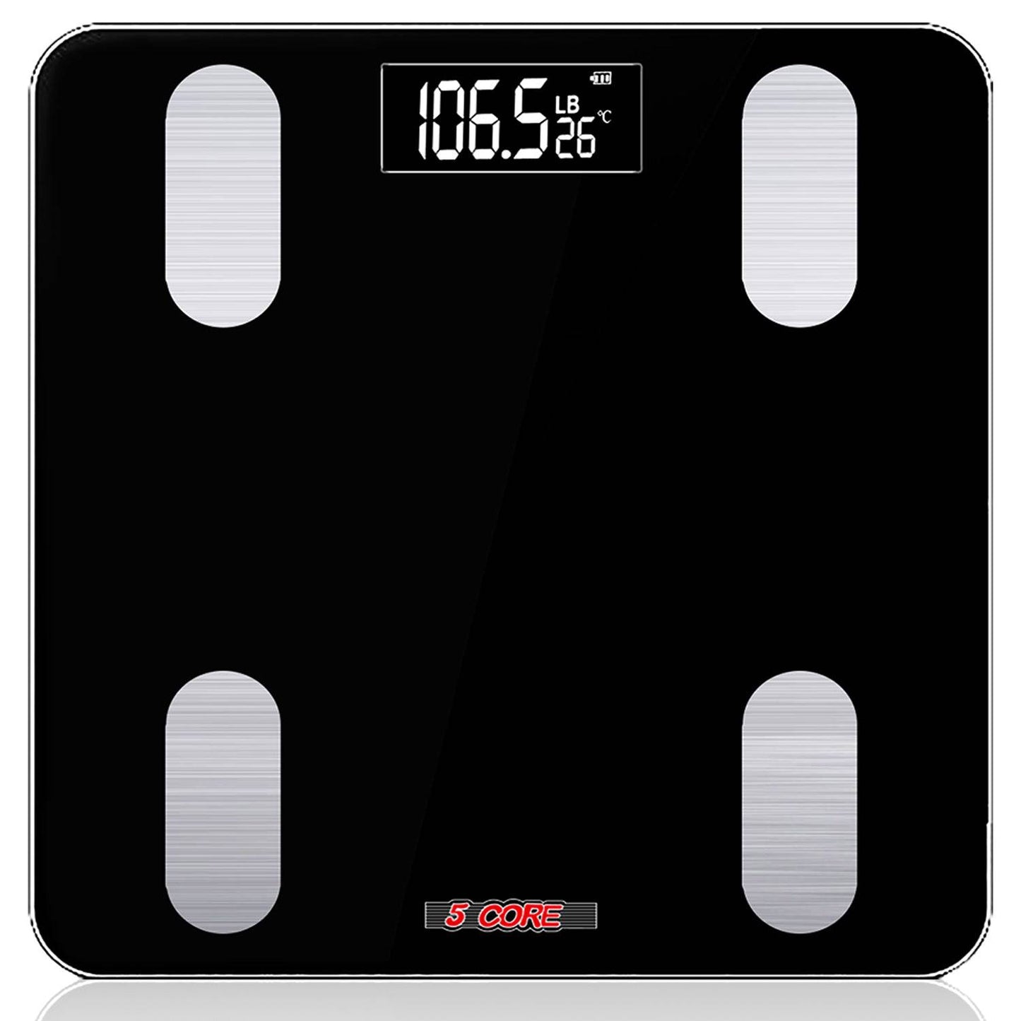 5Core Digital Bathroom Scale for Body Weight Fat Smart Bluetooth Rechargeable BBS VL R BLK