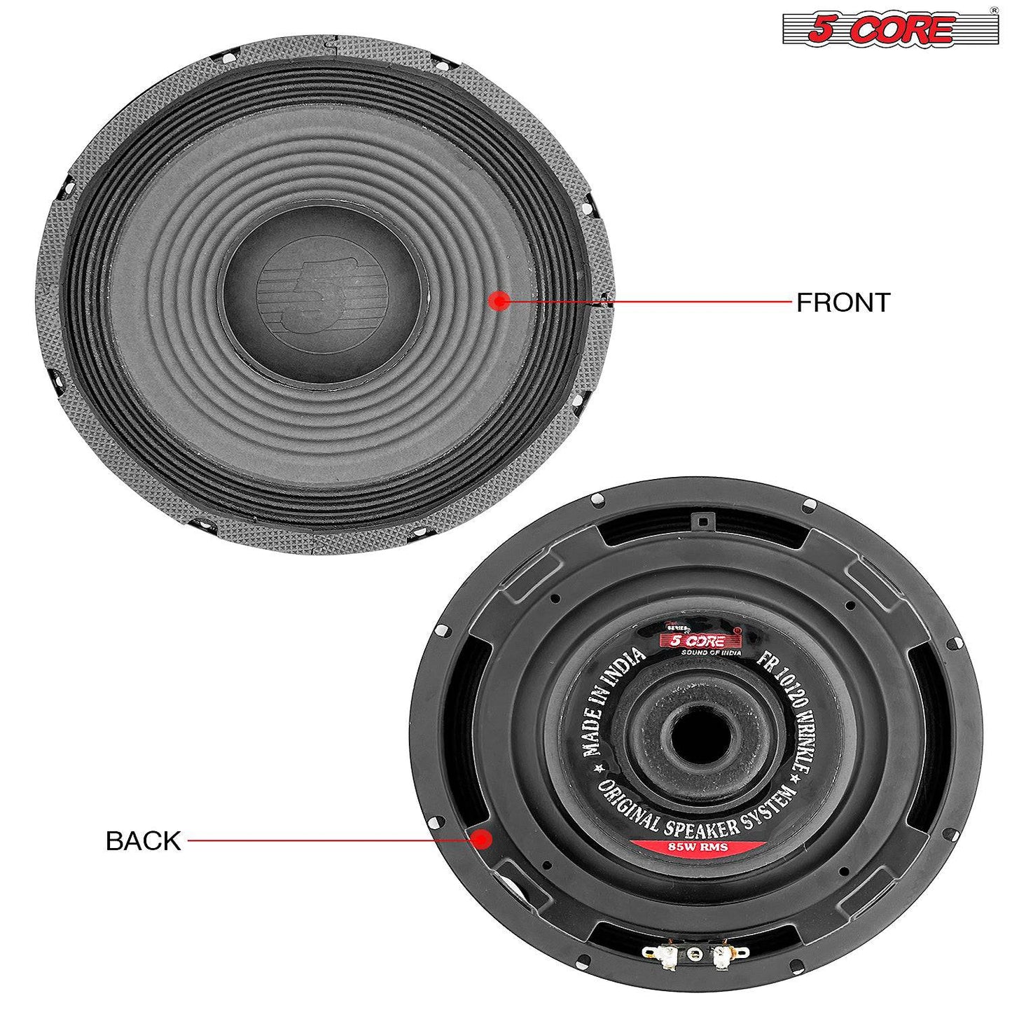 5Core 10 inch Subwoofer Replacement DJ Speaker Car Sub Woofer Loudspeaker FR-10-120 WP