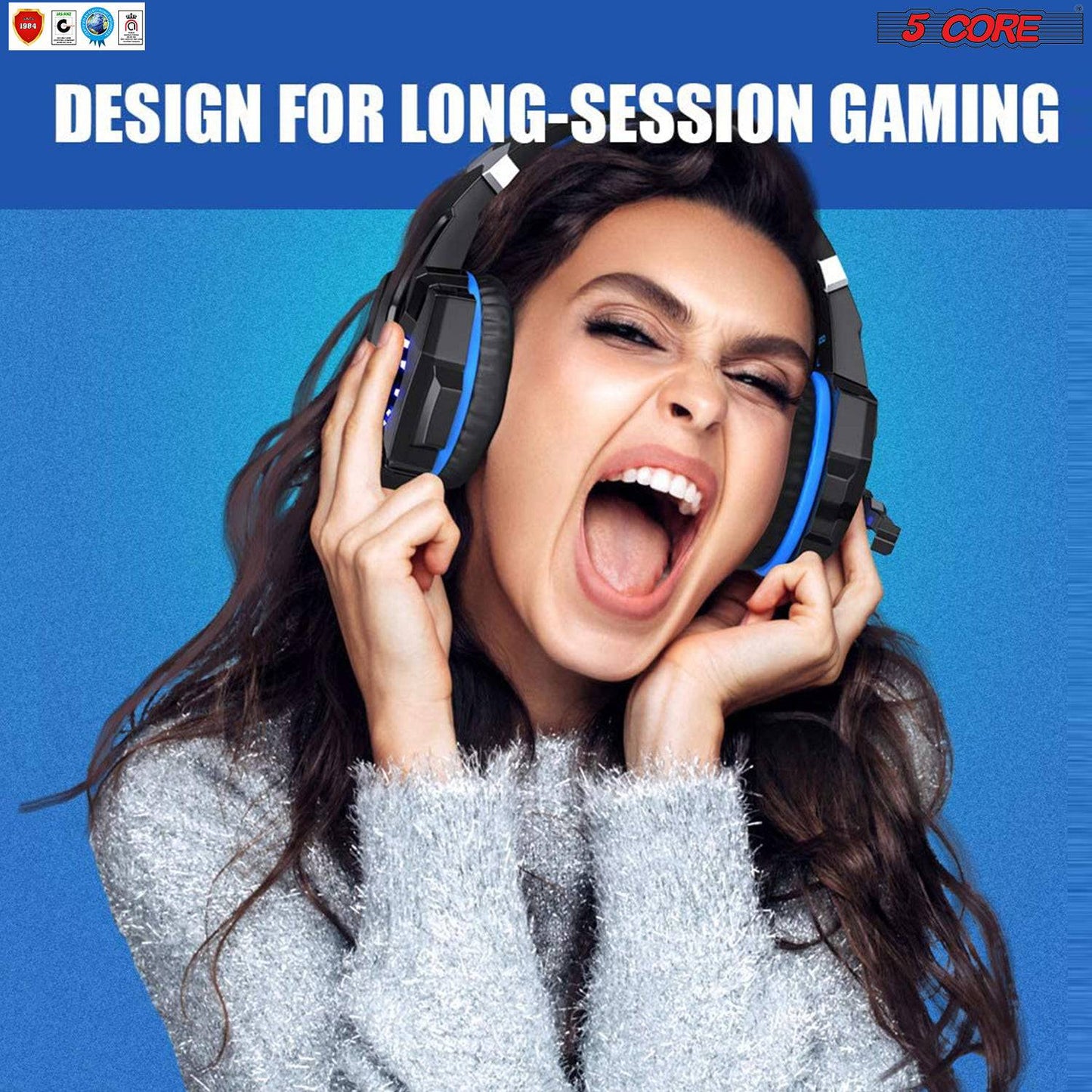 5Core Esports Gaming Headset 3.5 mm Wired Stereo Over-ear Pro LED 3D Sound PC Xbox PS4  HDP GM1