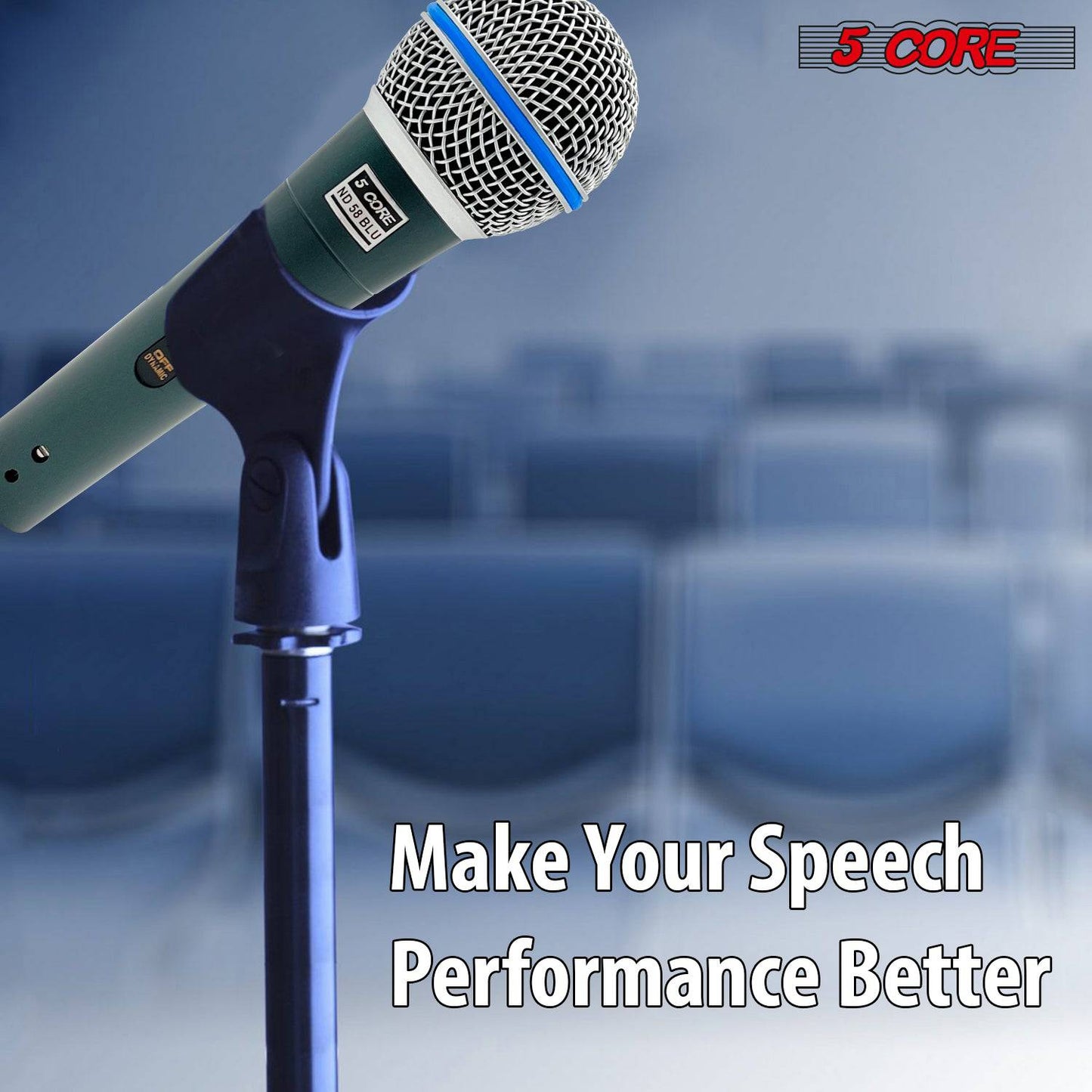 5 Core Microphone Pro Microfono Dynamic Mic XLR Audio Cardiod Vocal Karaoke ND 58 BLU