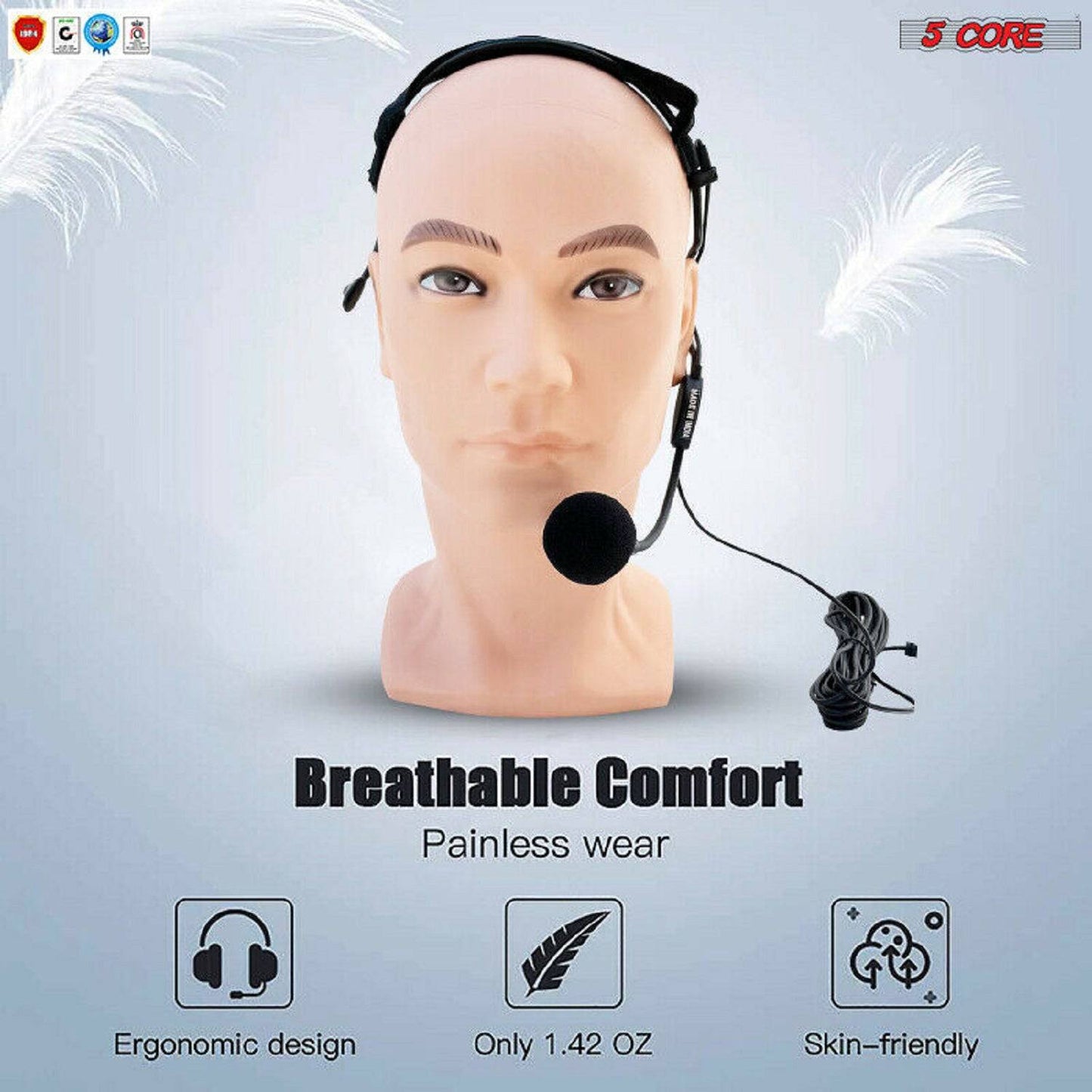 5Core Stereo Wired Headset Microphones Head-Mounted Windshield For Mixer Amplifier MIC HM 01