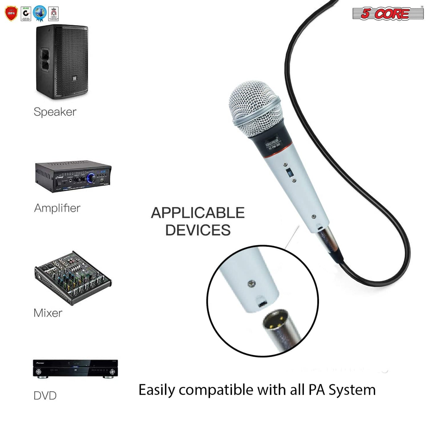 5Core Microphone Pro Microfono Dynamic Mic XLR Audio Cardiod Vocal Karaoke  PM 305