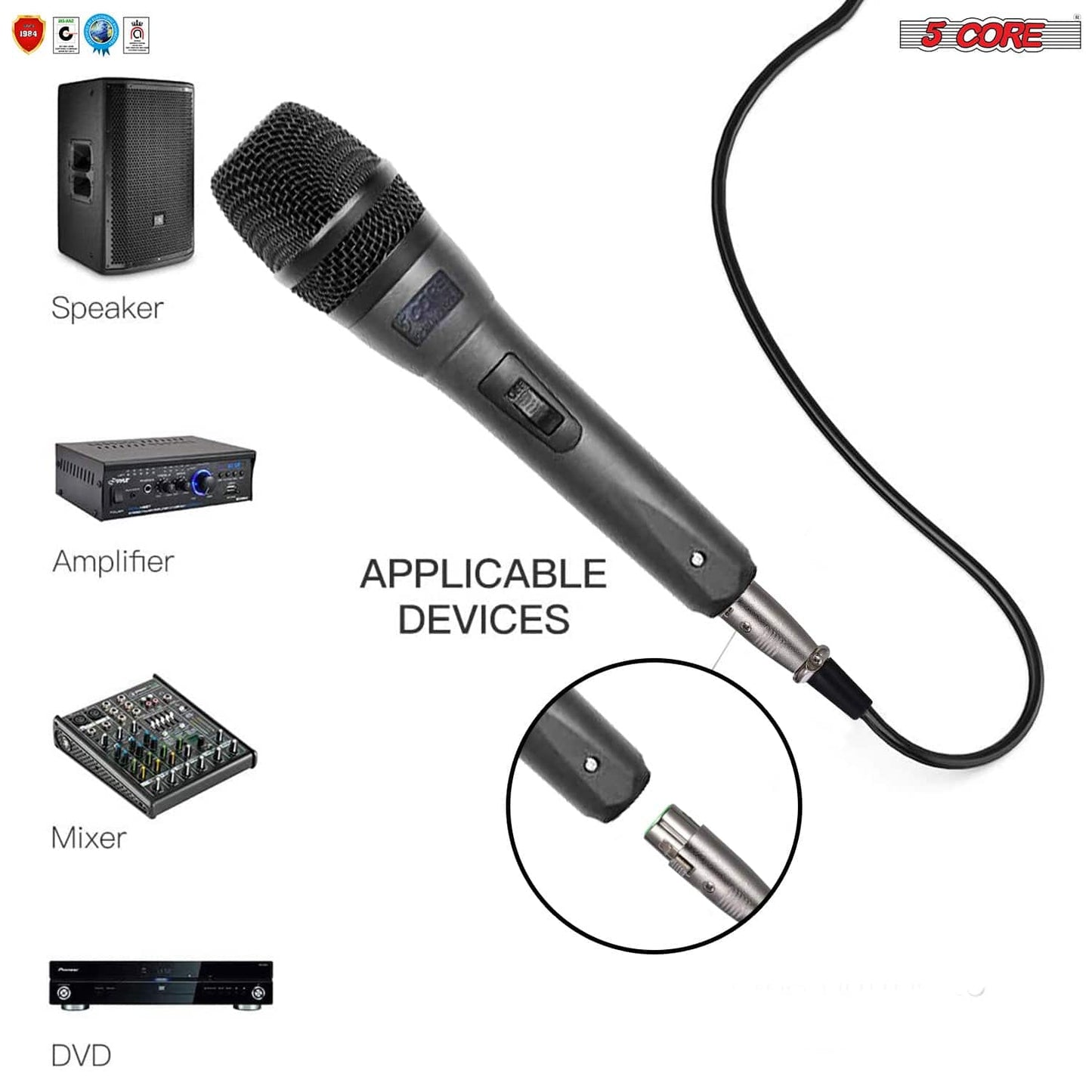 5Core Microphone Pro Microfono Dynamic Mic XLR Audio Cardiod Vocal Karaoke ND-32 ARMEX