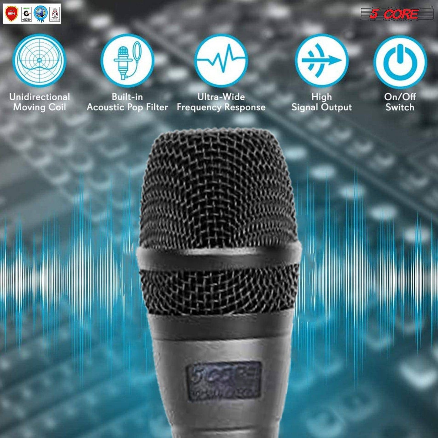 5Core Microphone Pro Microfono Dynamic Mic XLR Audio Cardiod Vocal Karaoke ND-32 ARMEX