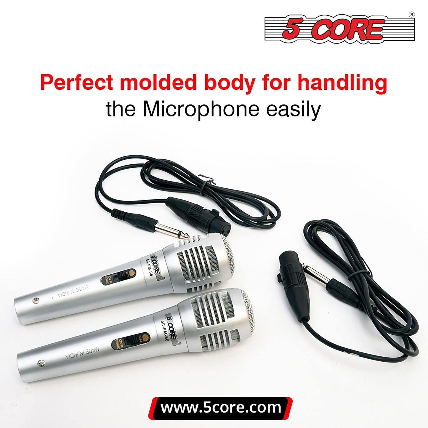 5Core Microphone Pro Microfono Dynamic Mic XLR Audio Cardiod Vocal Karaoke  PM-66K 2 pcs