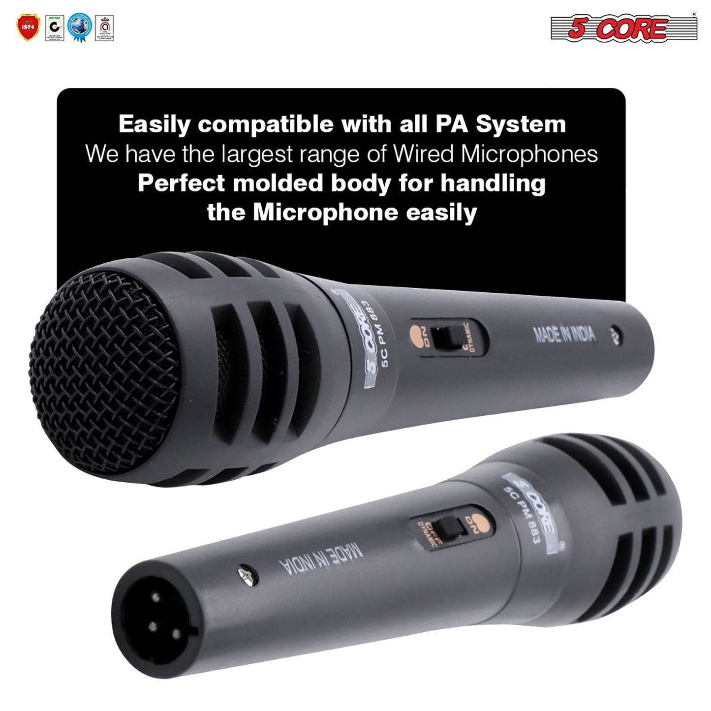 5Core Microphone Pro Microfono Dynamic Mic XLR Audio Cardiod Vocal Karaoke PM-883