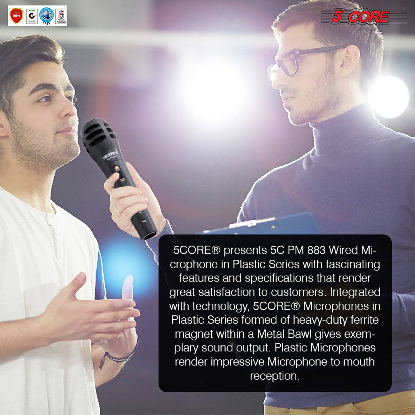 5Core Microphone Pro Microfono Dynamic Mic XLR Audio Cardiod Vocal Karaoke PM-883