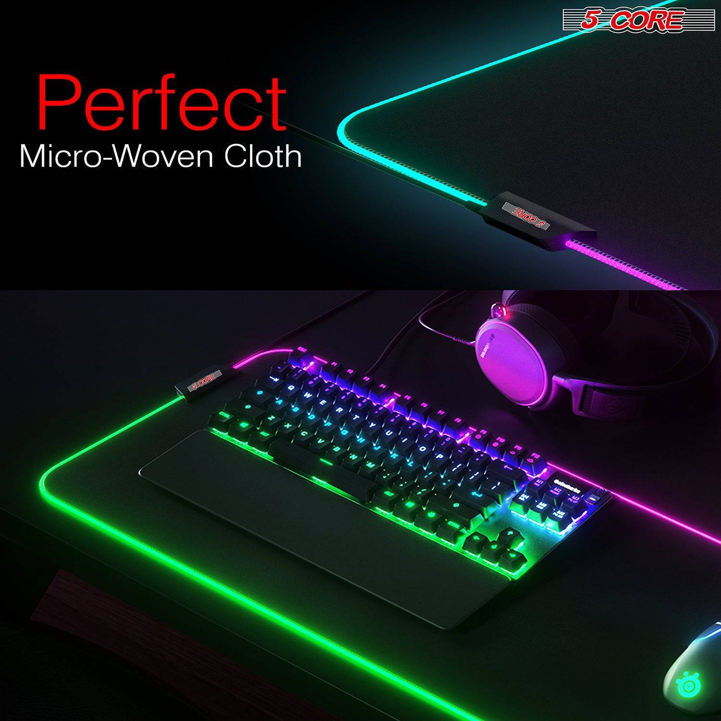 5Core LARGE RGB LED Extra Large Soft Gaming Mouse Pad Extended Oversized MP 300 RGB