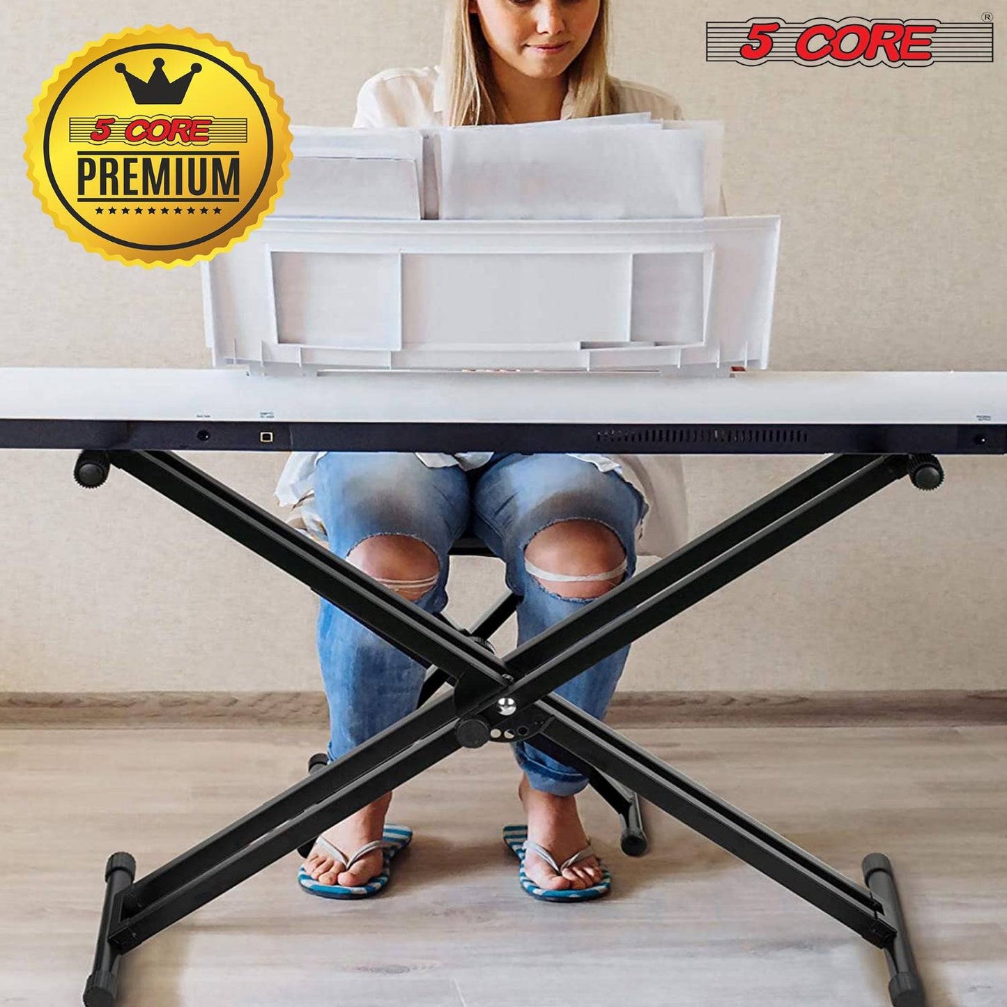 5Core Keyboard Stand Adjustable Double Braced X-Style (Metal) & Locking Straps KS 2X