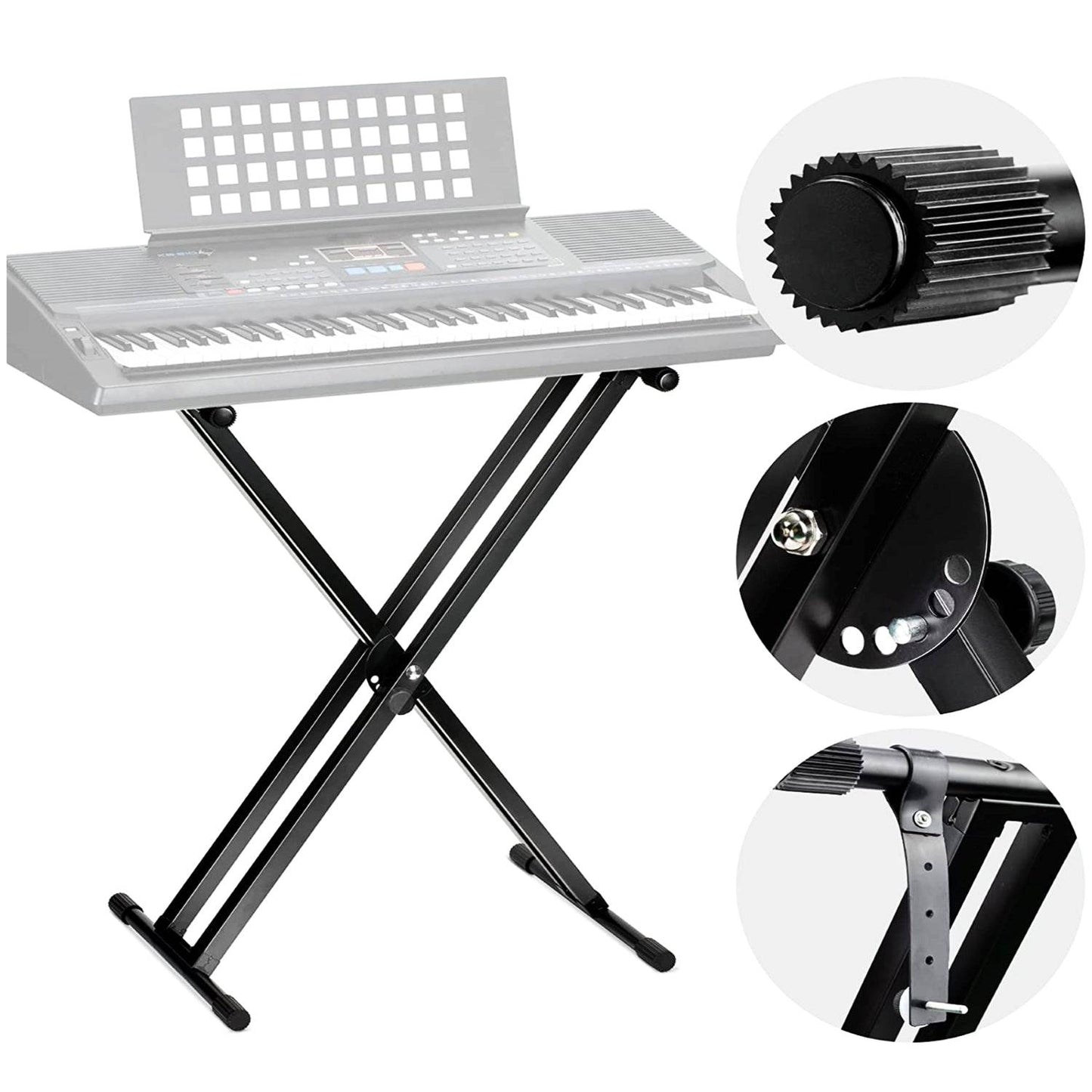 5Core Keyboard Stand Adjustable Double Braced X-Style (Metal) & Locking Straps KS 2X