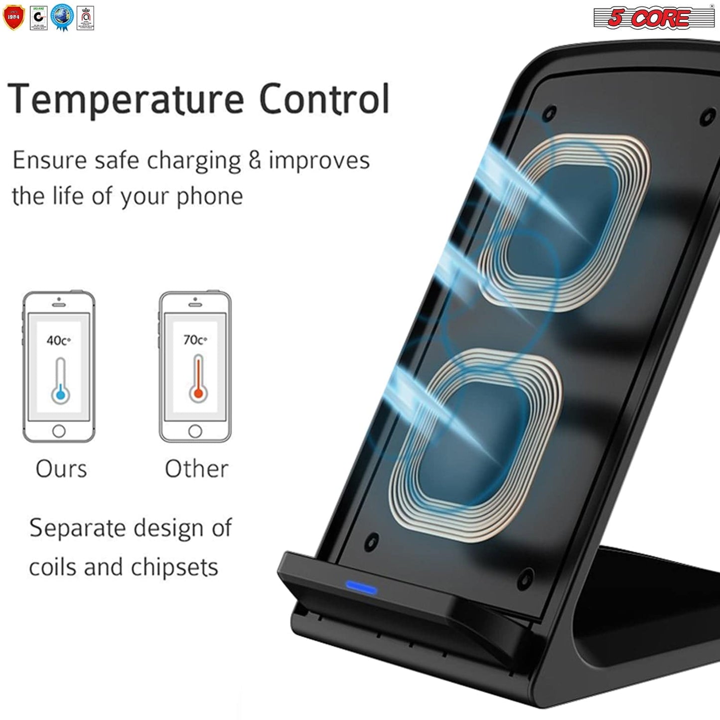 5Core Qi Wireless 10W  Fast Charging Pad Stand Dock For Samsung & iPhones 10W Black