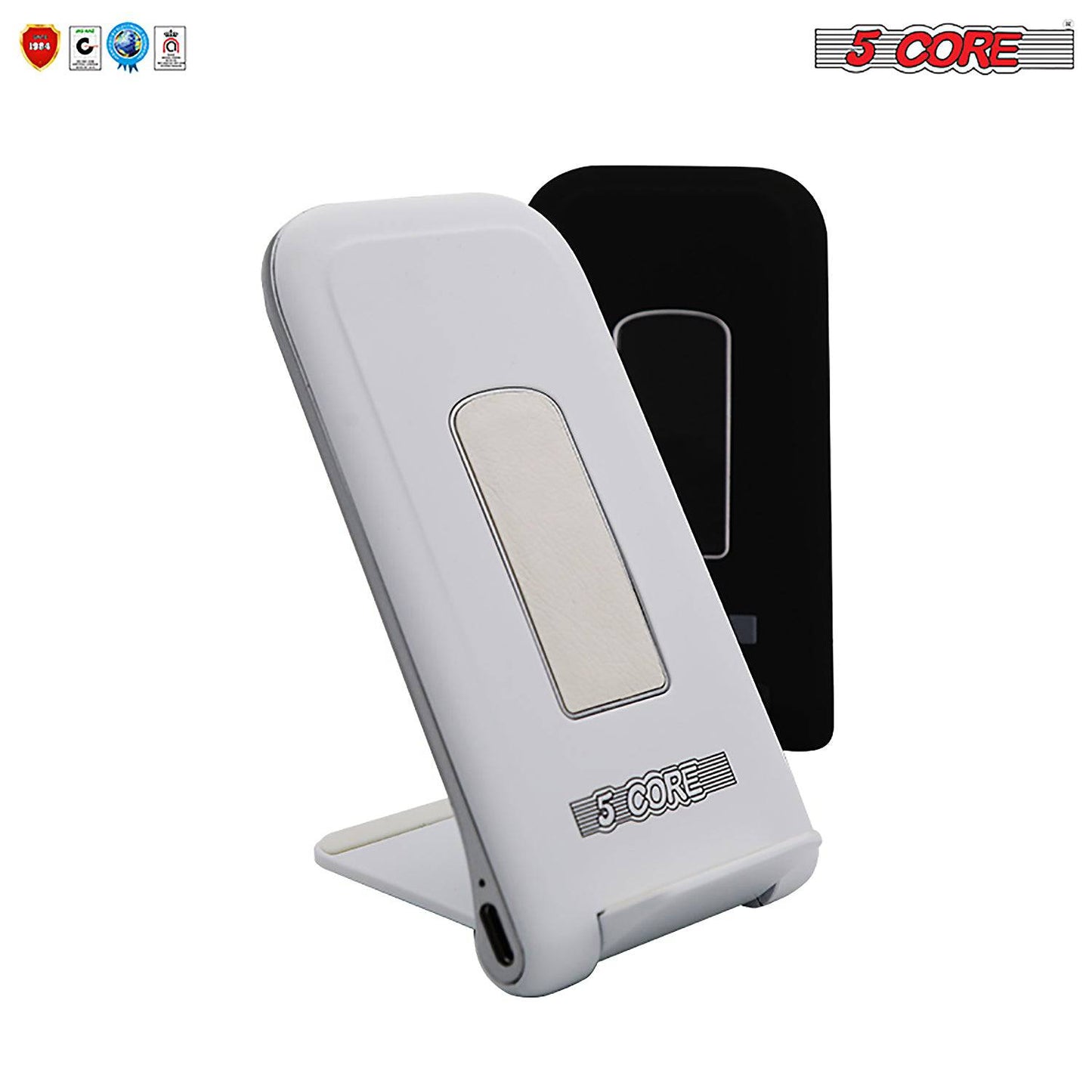 5Core Dock Stand Charger Wireless Black & White Pair Qi 15W Wire Less Fast Charger Pad Stand CDKW03