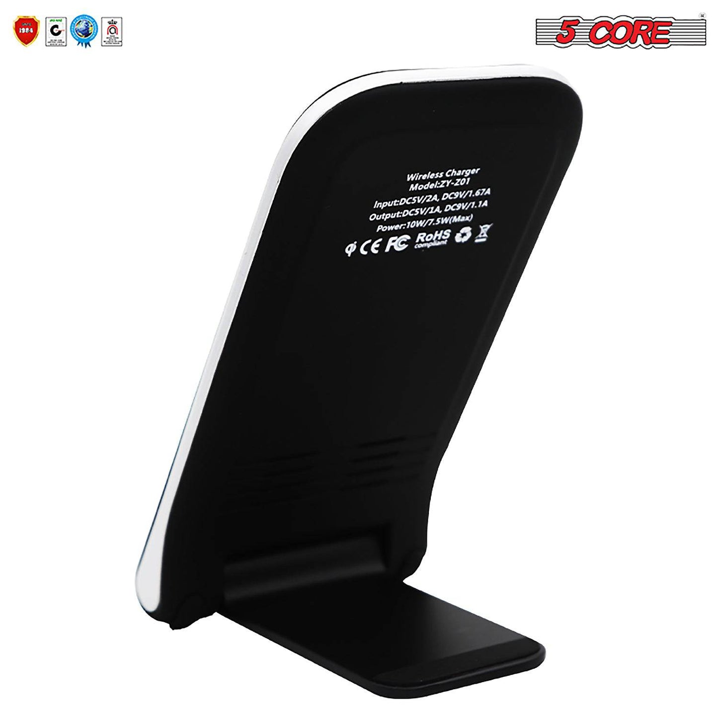5Core Dock Stand Charger Wireless Black & White Pair Qi 15W Wire Less Fast Charger Pad Stand CDKW03