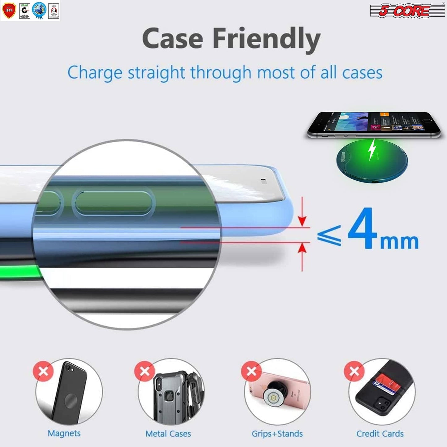 5Core Qi Wireless 15W Fast Charging Pad Stand Dock For Samsung & iPhones CDKW01 B