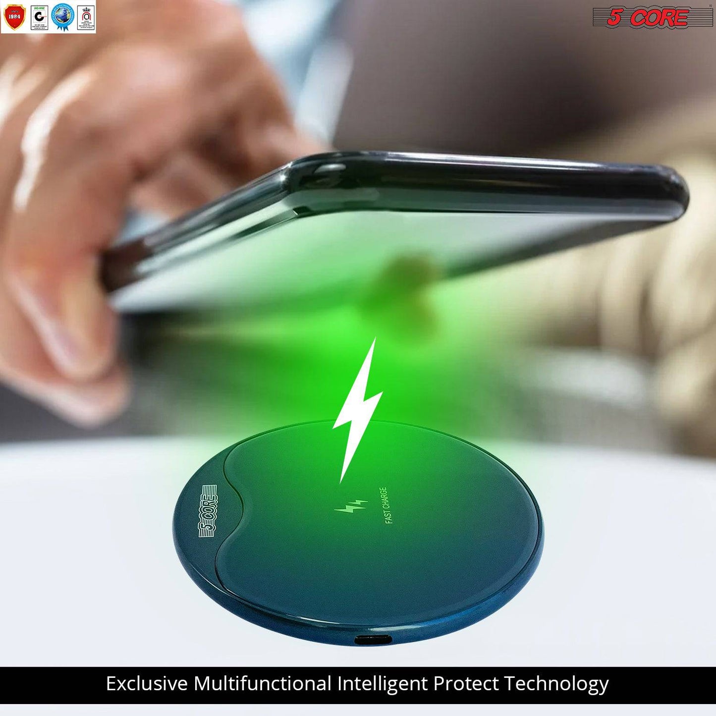 5Core Qi Wireless 15W Fast Charging Pad Stand Dock For Samsung & iPhones CDKW01 B