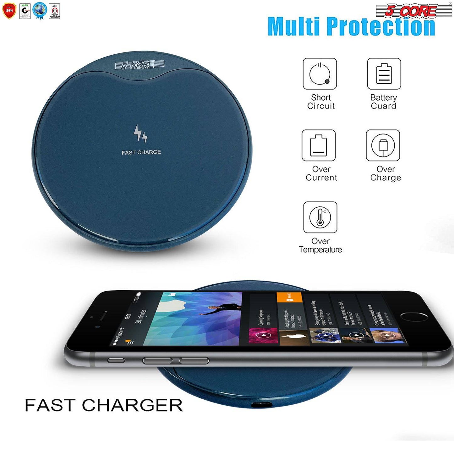 5Core Qi Wireless 15W Fast Charging Pad Stand Dock For Samsung & iPhones CDKW01 B