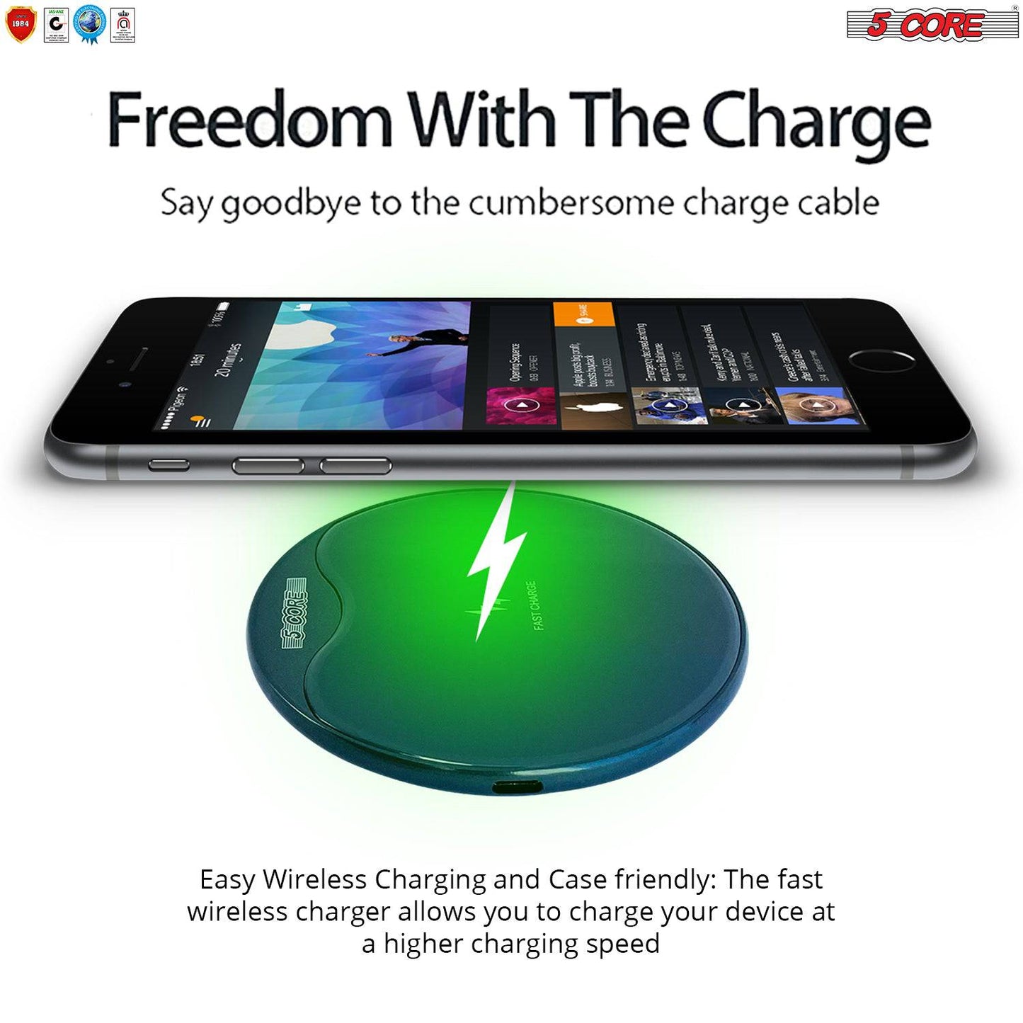 5Core Qi Wireless 15W Fast Charging Pad Stand Dock For Samsung & iPhones CDKW01 B
