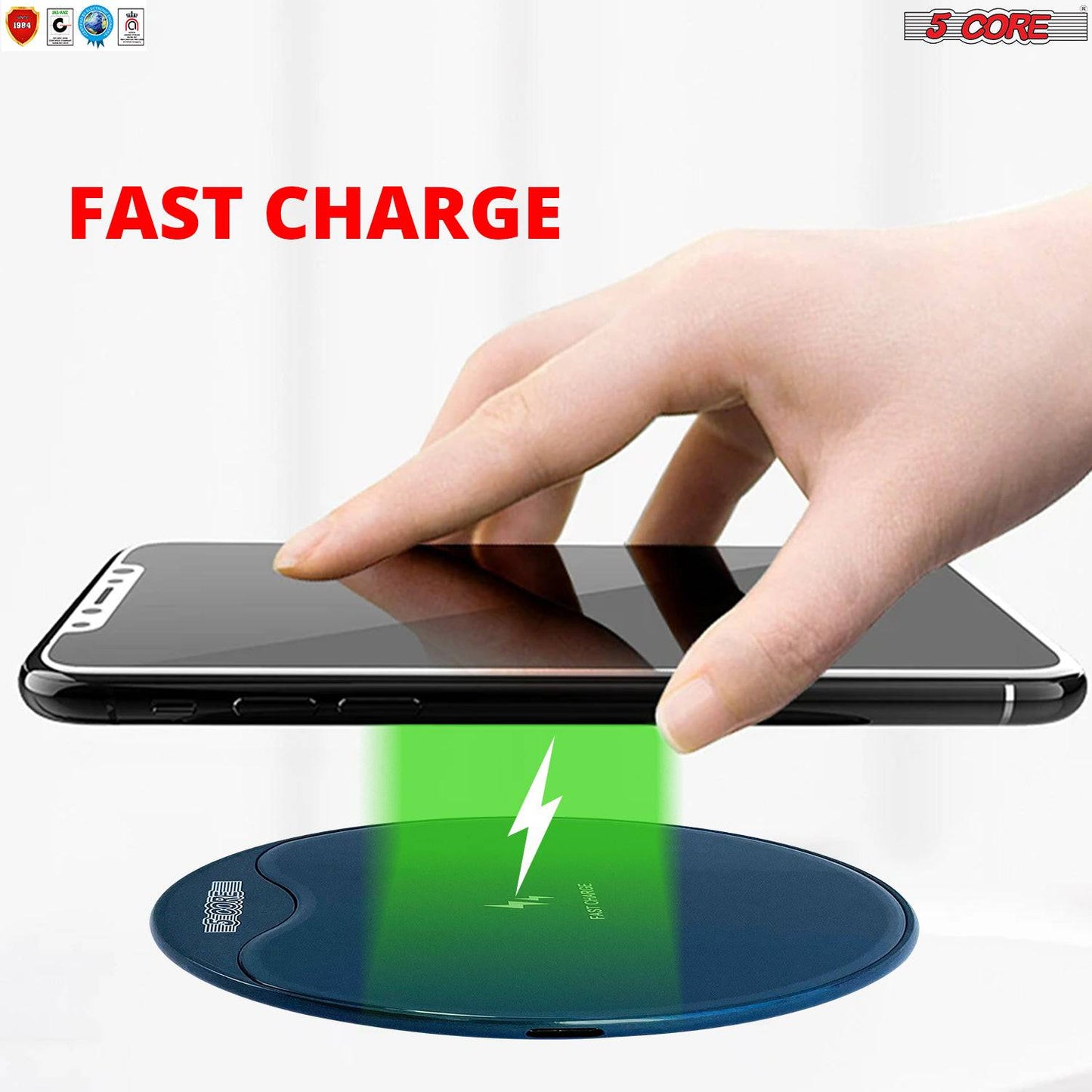 5Core Qi Wireless 15W Fast Charging Pad Stand Dock For Samsung & iPhones CDKW01 B