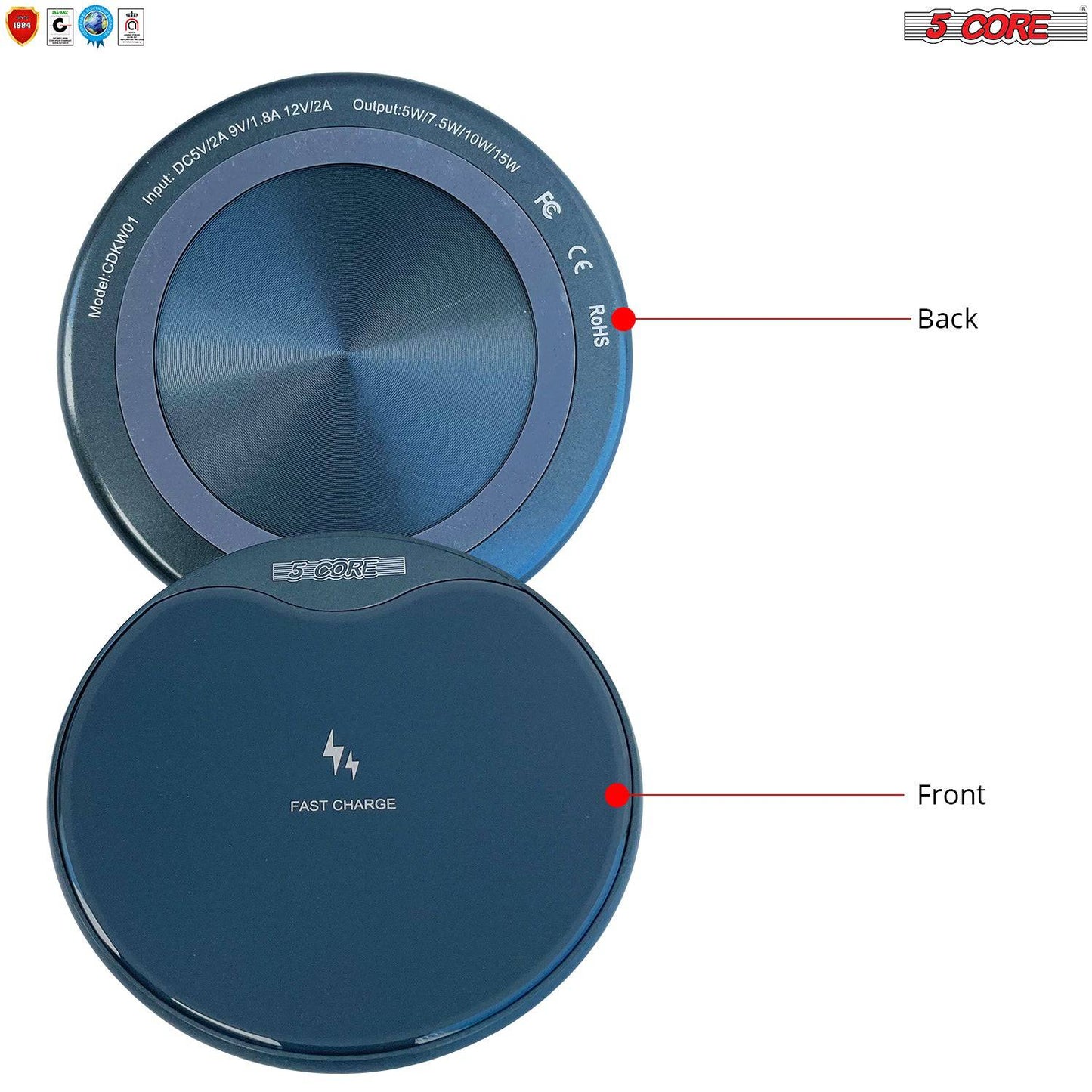 5Core Qi Wireless 15W Fast Charging Pad Stand Dock For Samsung & iPhones CDKW01 B