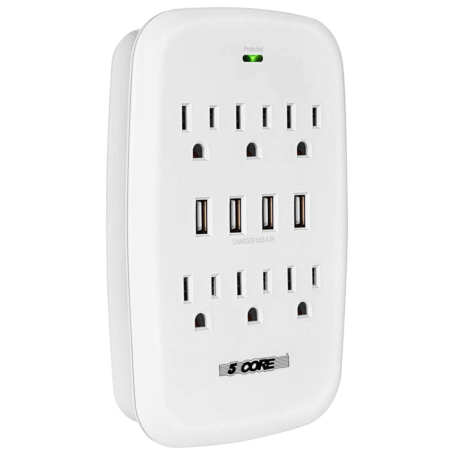 5Core 6 Outlet Wall Plug Extender with 4 USB Ports Multi Outlet Adapter Surge Protector  WMS 6S 4USB