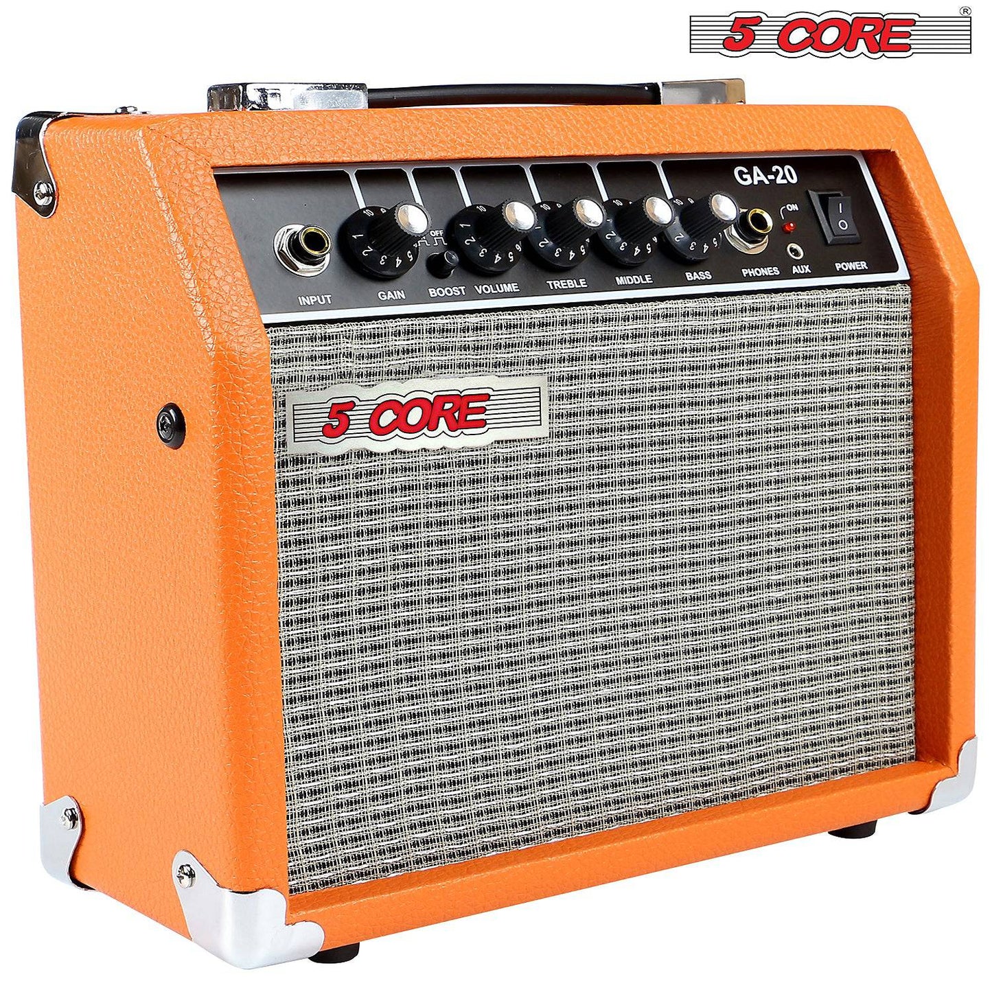 5Core 20 Watt Electric Guitar Bass Amp Amplifier Built In Speaker Headphone Jack & AUX GA 20 ORG
