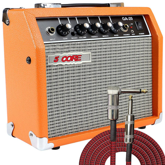 5Core 20 Watt Electric Guitar Bass Amp Amplifier Built In Speaker Headphone Jack & AUX GA 20 ORG
