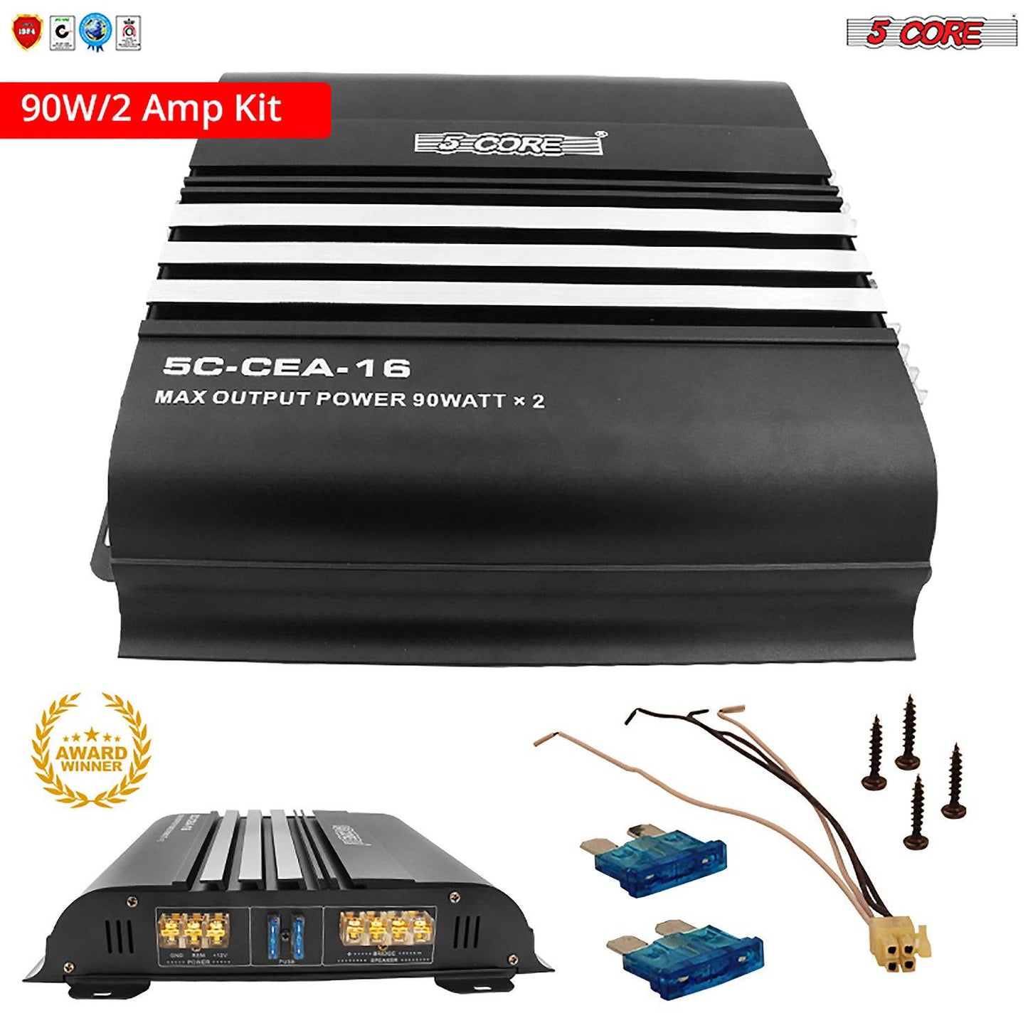 5core Stereo Car Truck Amplifier 2 Channel Mic Input Amplificador Para Carro CEA 16