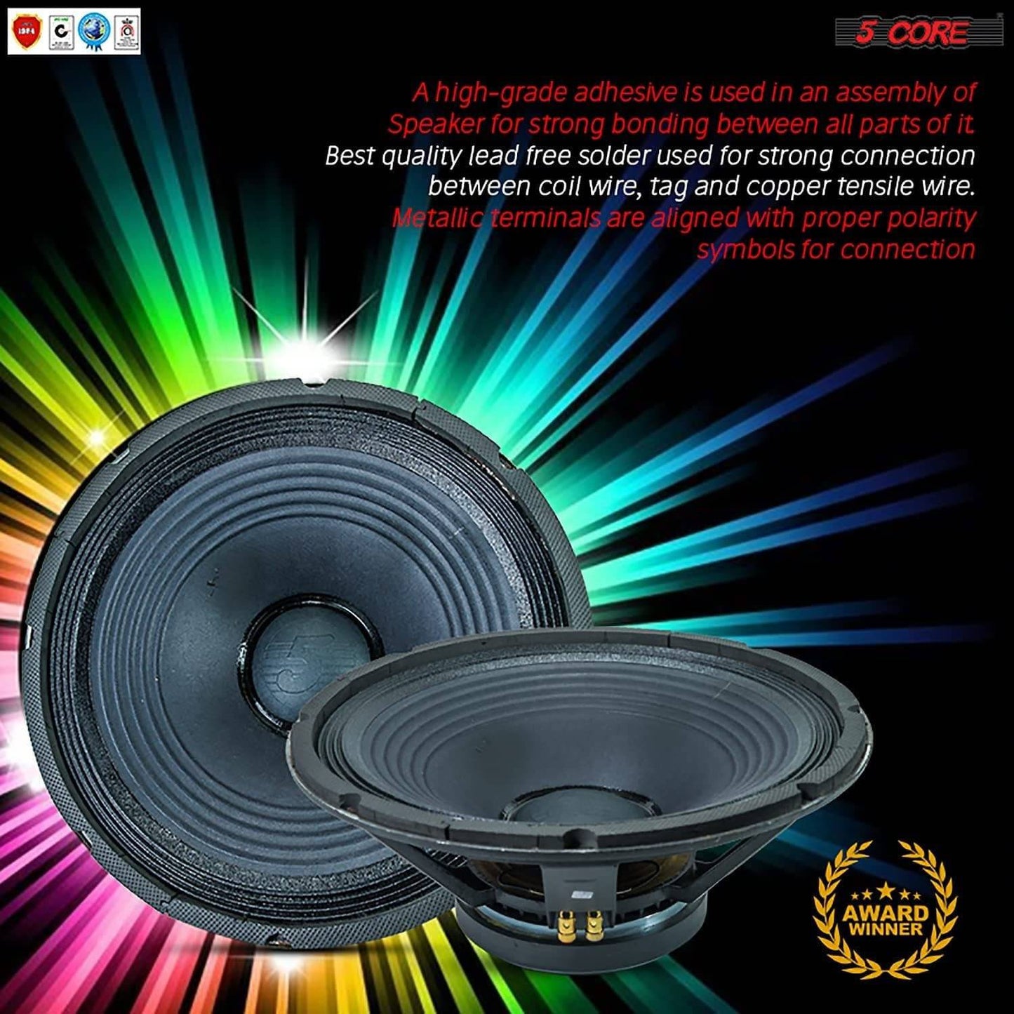 5Core 15" inch Subwoofer Replacement Speaker 8ohm 2200W DJ Woofer 15-185 AL