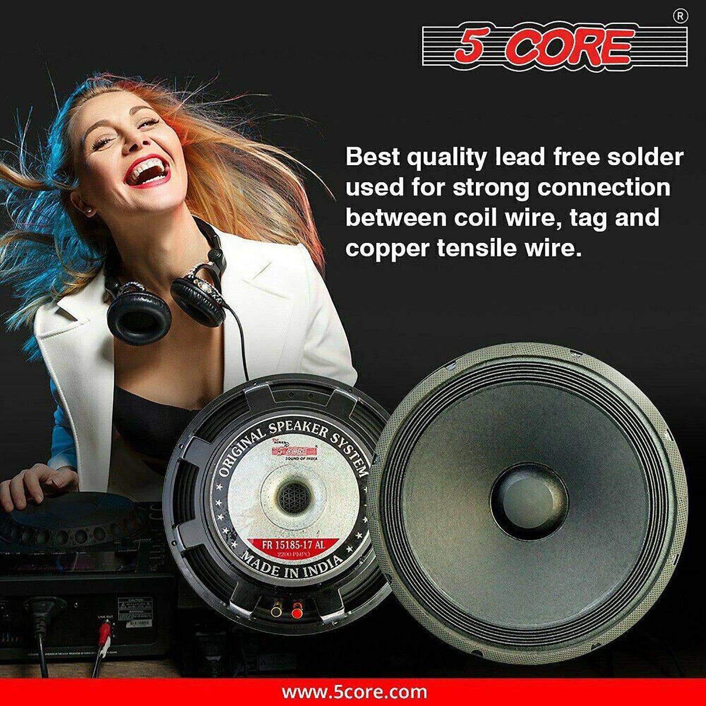 5Core 15" inch Subwoofer Replacement Speaker 8ohm 2200W DJ Woofer 15-185 17 AL