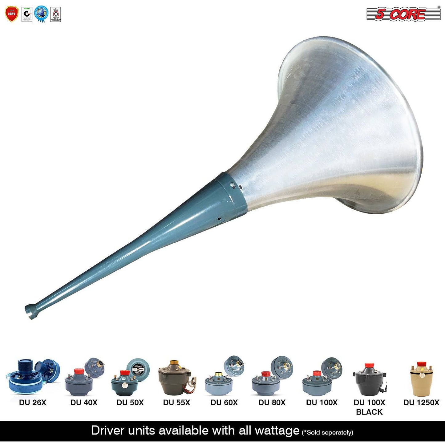 5Core Indoor Outdoor PA Horn Speaker Long Range Horn 24 Inch & Driver Unit 100W RMS 24+DU100