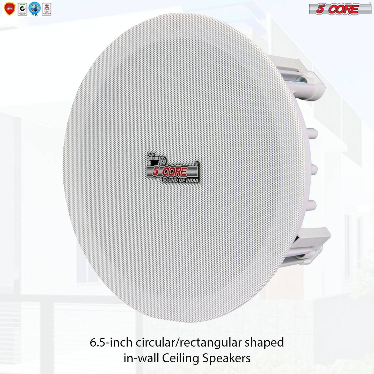 5Core 6 Pieces 6.5 Inch Ceiling Speaker Wired Waterproof in Ceiling/in Wall Mounted  CL 6.5-12 2W