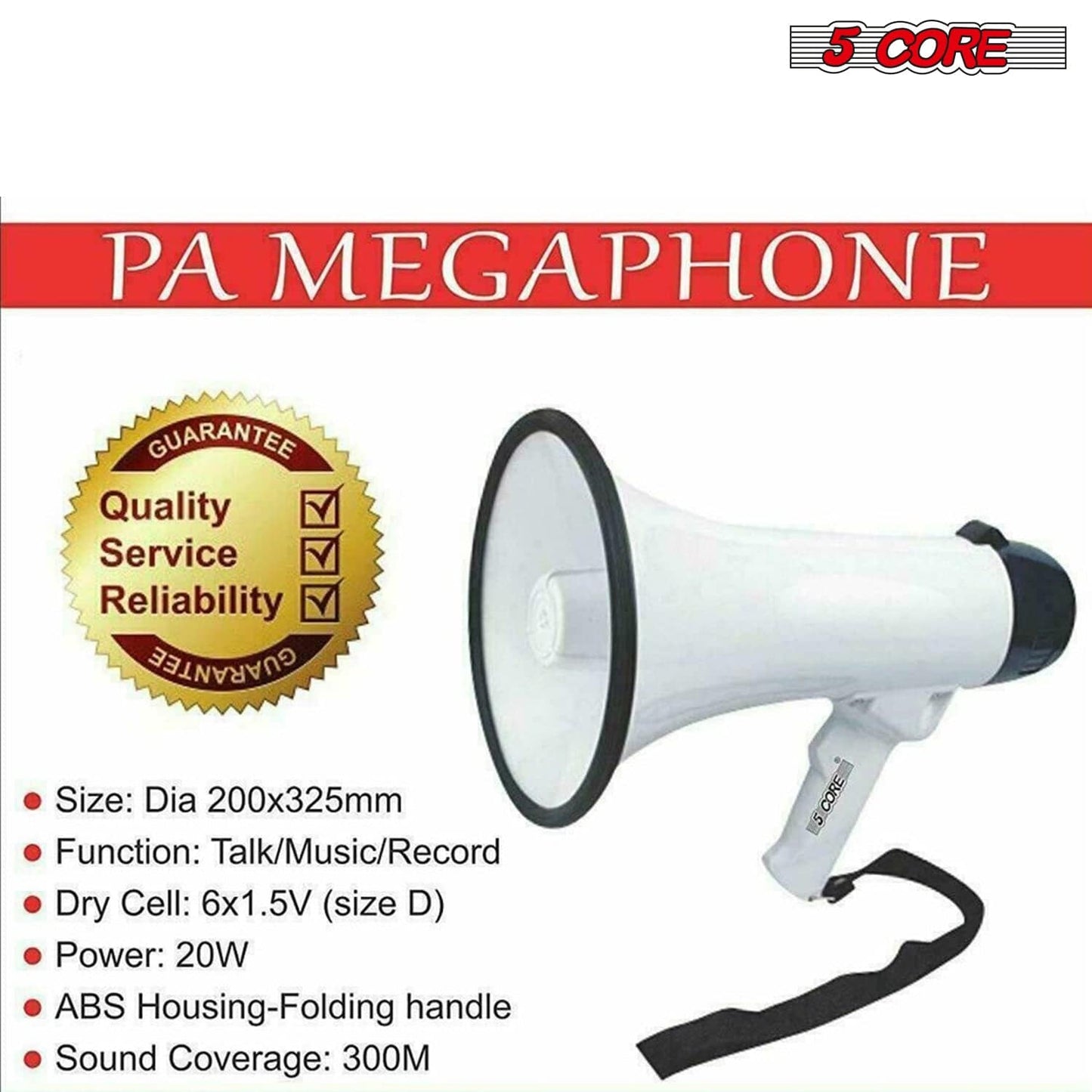5 Core Cheer Megaphone Bullhorn Loud Speaker 20R WoB