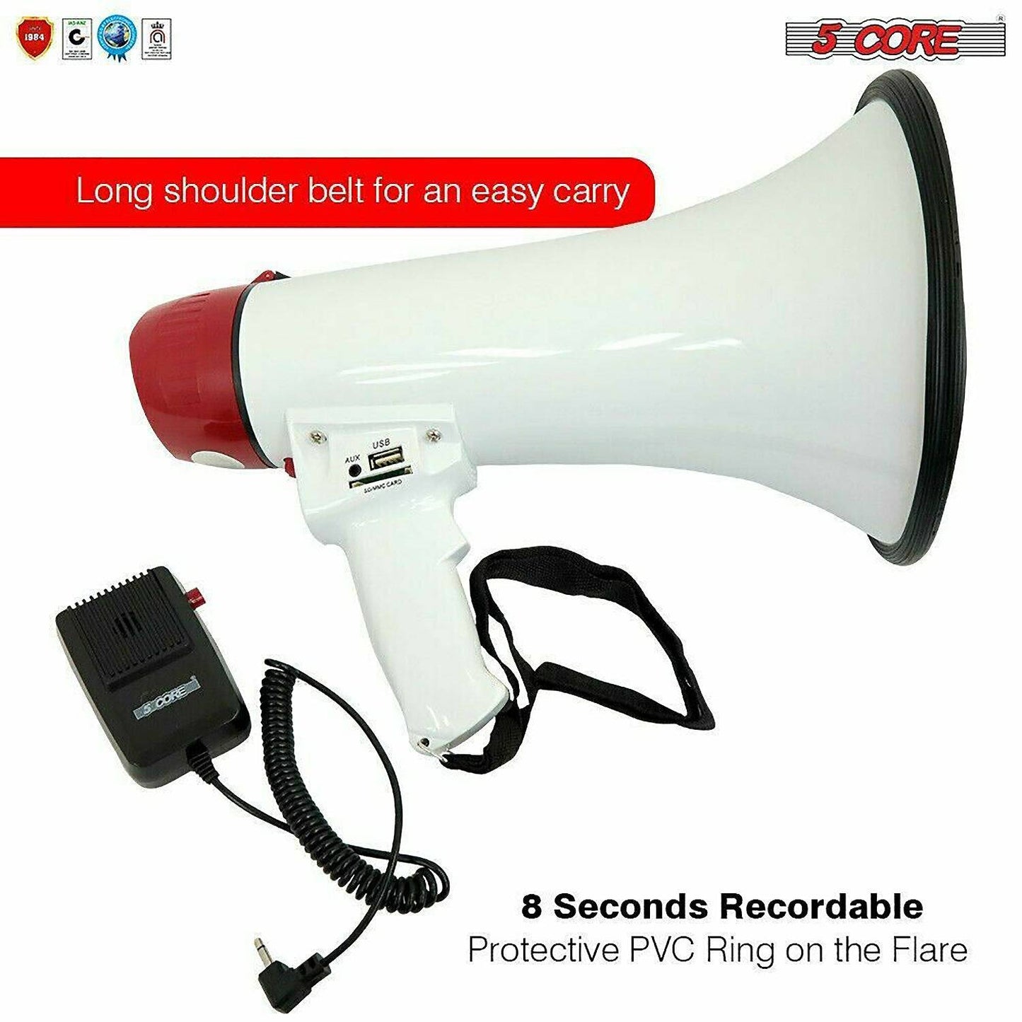 5 Core Cheer Megaphone Bullhorn Loud Speaker Portable 20RF