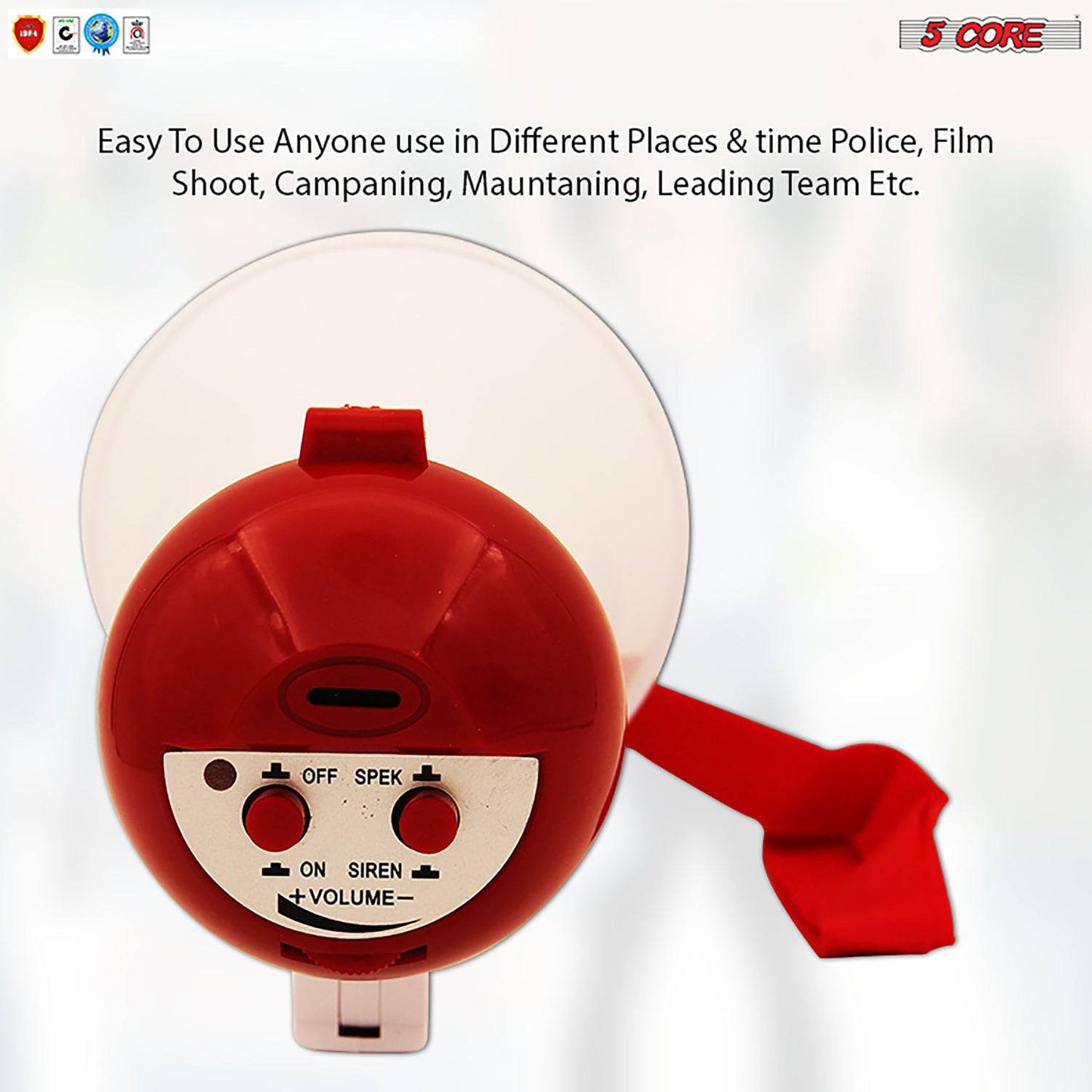 5Core Cheer Megaphone Loud Speaker Blow Horn Mini Bullhorn Portable HW1 BTRY