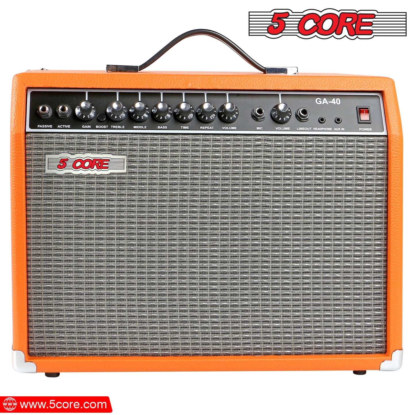 5 Core 40W Guitar Amplifier Orange - Clean and Distortion Channel - Electric Amp with Equalization and AUX Line Input - for Recording Studio, Practice Room, Small Courtyard- GA 40 ORG-4