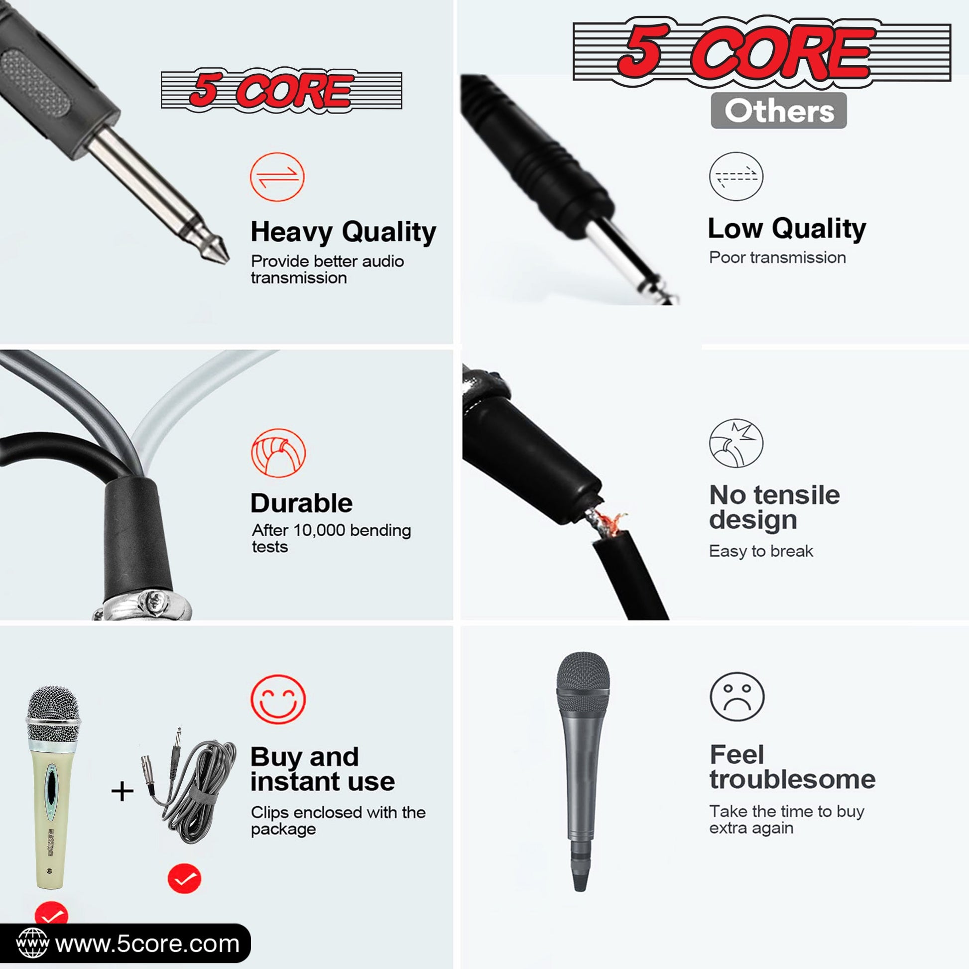 5 Core Microphone 4 Pcs White Karaoke XLR Wired Mic Professional Studio Microfonos w ON/OFF Switch Integrated Pop Filter Dynamic Moving Coil Cardioid Unidirectional Pickup Handheld Micrófono for Singing DJ Podcast Speeches Includes Cable - PM 28-14