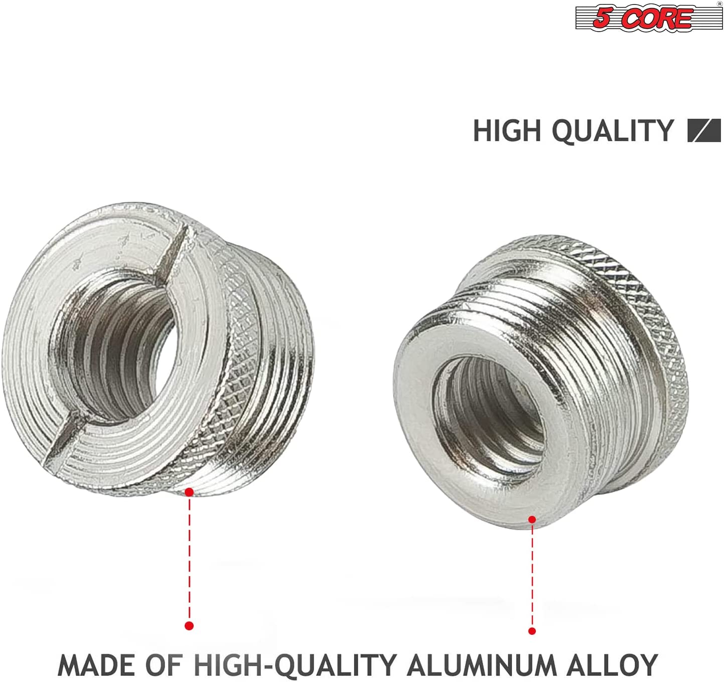 5Core 5/8" Male to 3/8" Female Screw Adapter Microphone Holder Aluminum, Silver MS ADP M SLV 2PCS