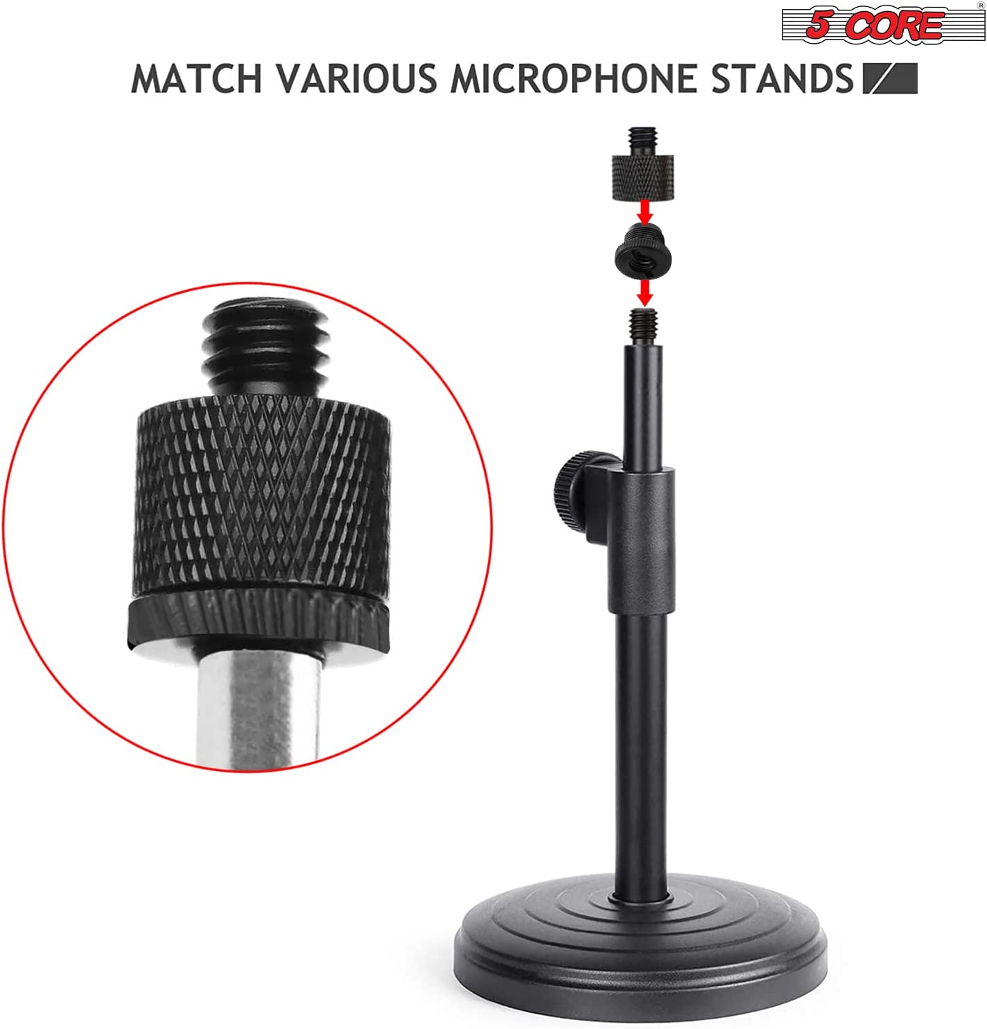 5 Core Mic Stand Adapter 4 Pieces Black 3/8 Female to 5/8 Male Plastic Mic Screw Adapter Microphone Tripod Stand Screw - MS ADP P BLK 4PCS-2